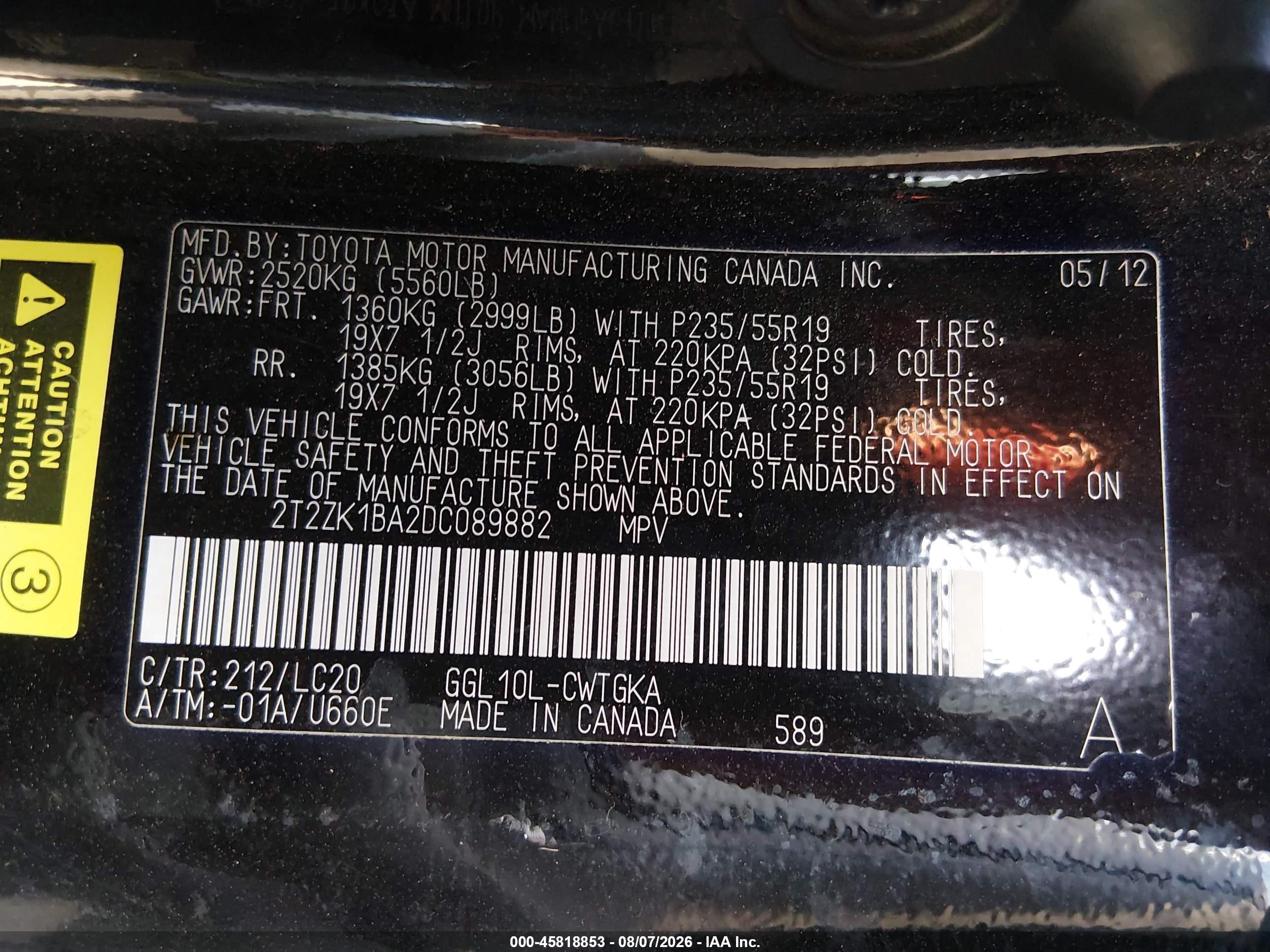 2013 Lexus Rx 350   Black vin: 2T2ZK1BA2DC089882