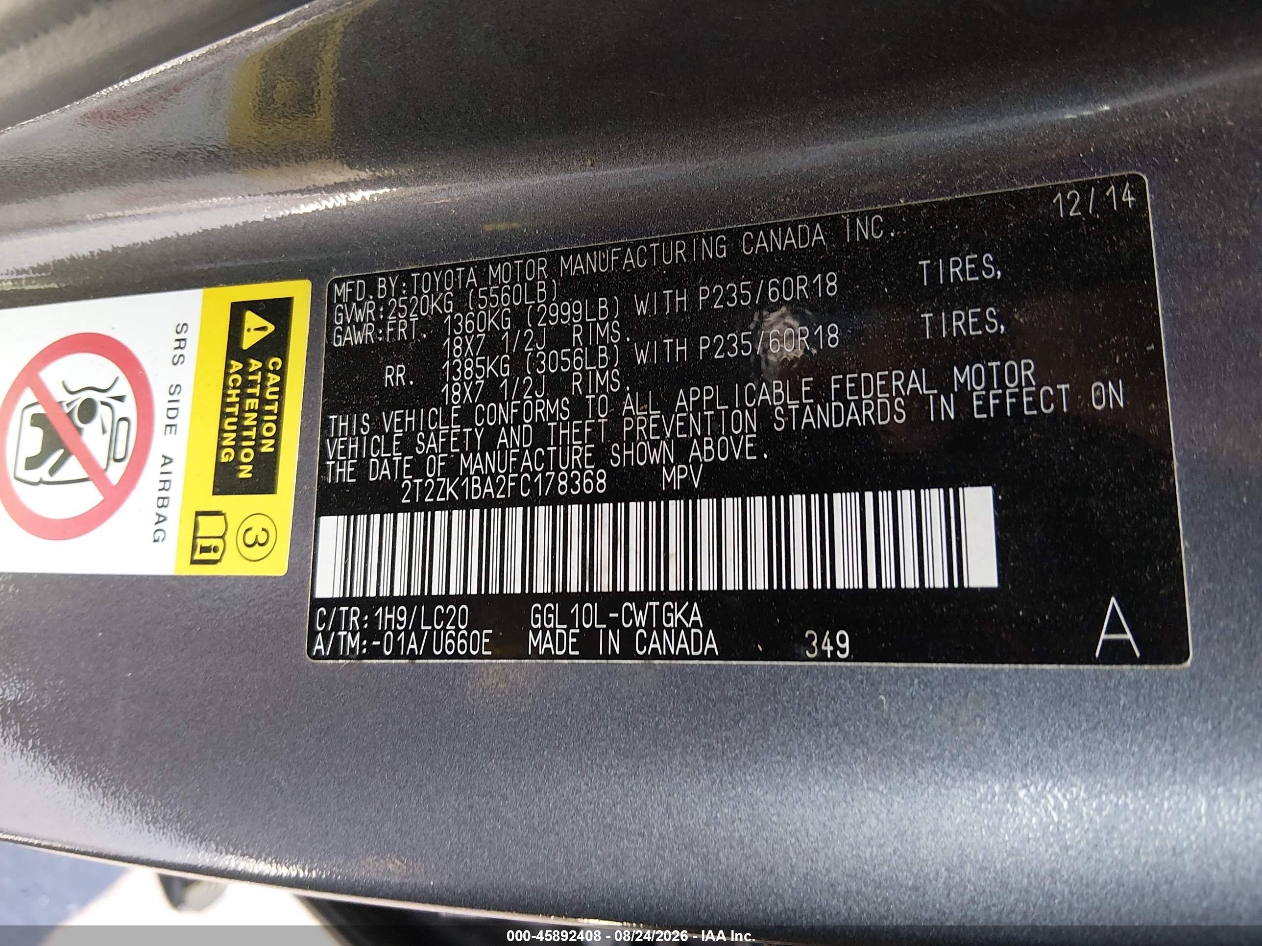2015 Lexus Rx 350   Gray vin: 2T2ZK1BA2FC178368