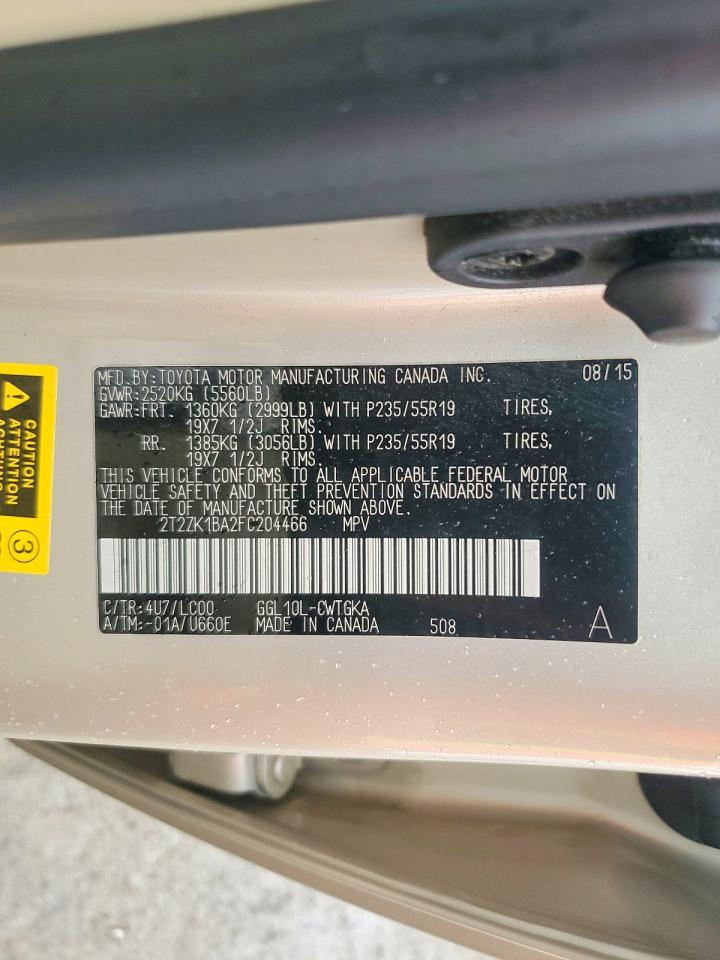 2015 Lexus Rx 350 Gold vin: 2T2ZK1BA2FC204466