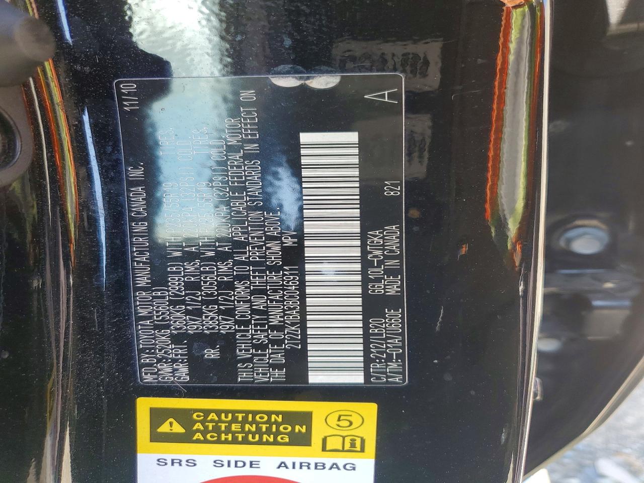 2011 Lexus Rx 350 Black vin: 2T2ZK1BA3BC046911