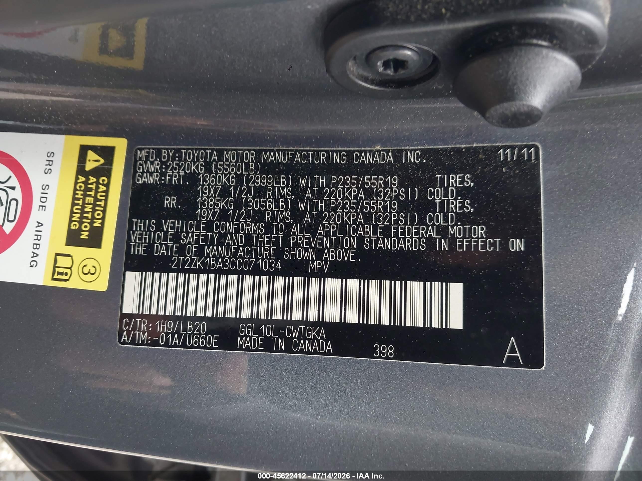 2012 Lexus Rx 350 Gray vin: 2T2ZK1BA3CC071034