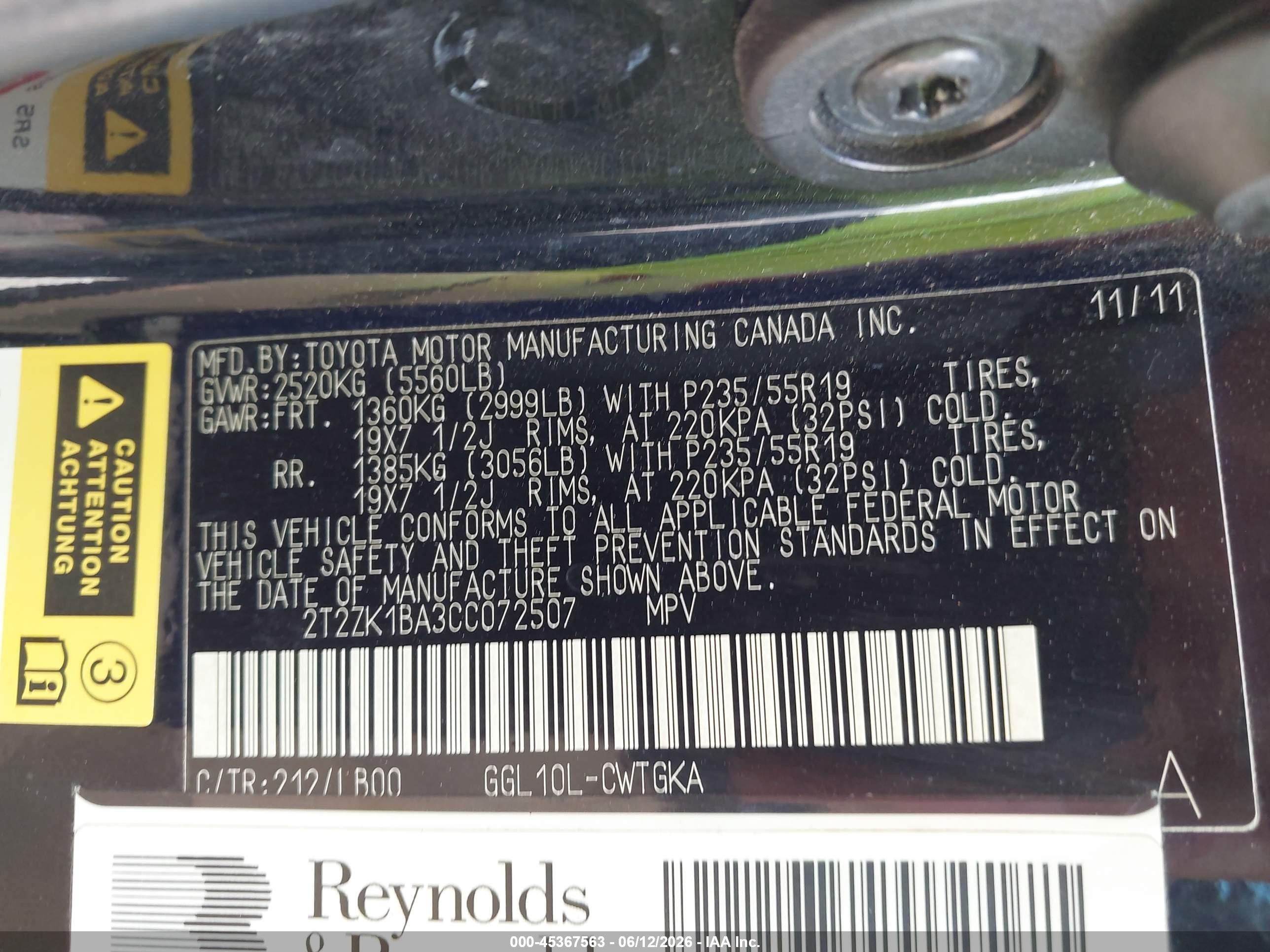 2012 Lexus Rx 350   Черный vin: 2T2ZK1BA3CC072507