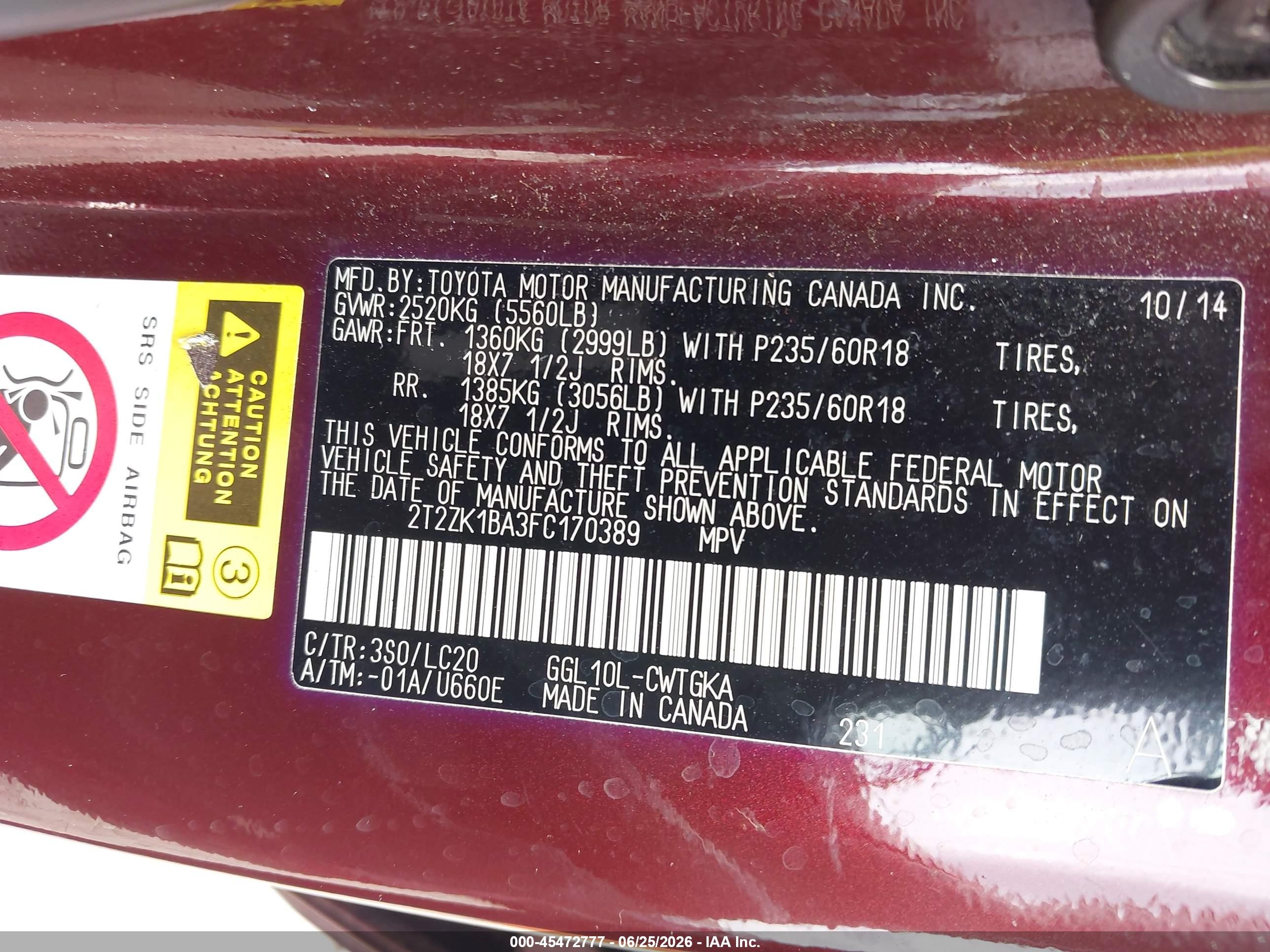 2015 Lexus Rx 350 Burgundy vin: 2T2ZK1BA3FC170389