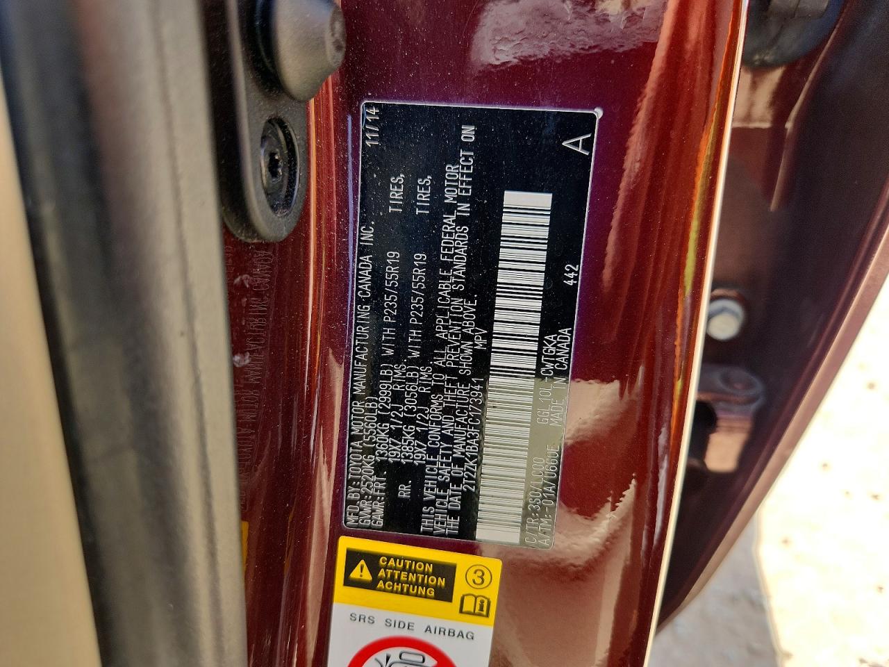2015 Lexus Rx 350 Base Burgundy vin: 2T2ZK1BA3FC173941