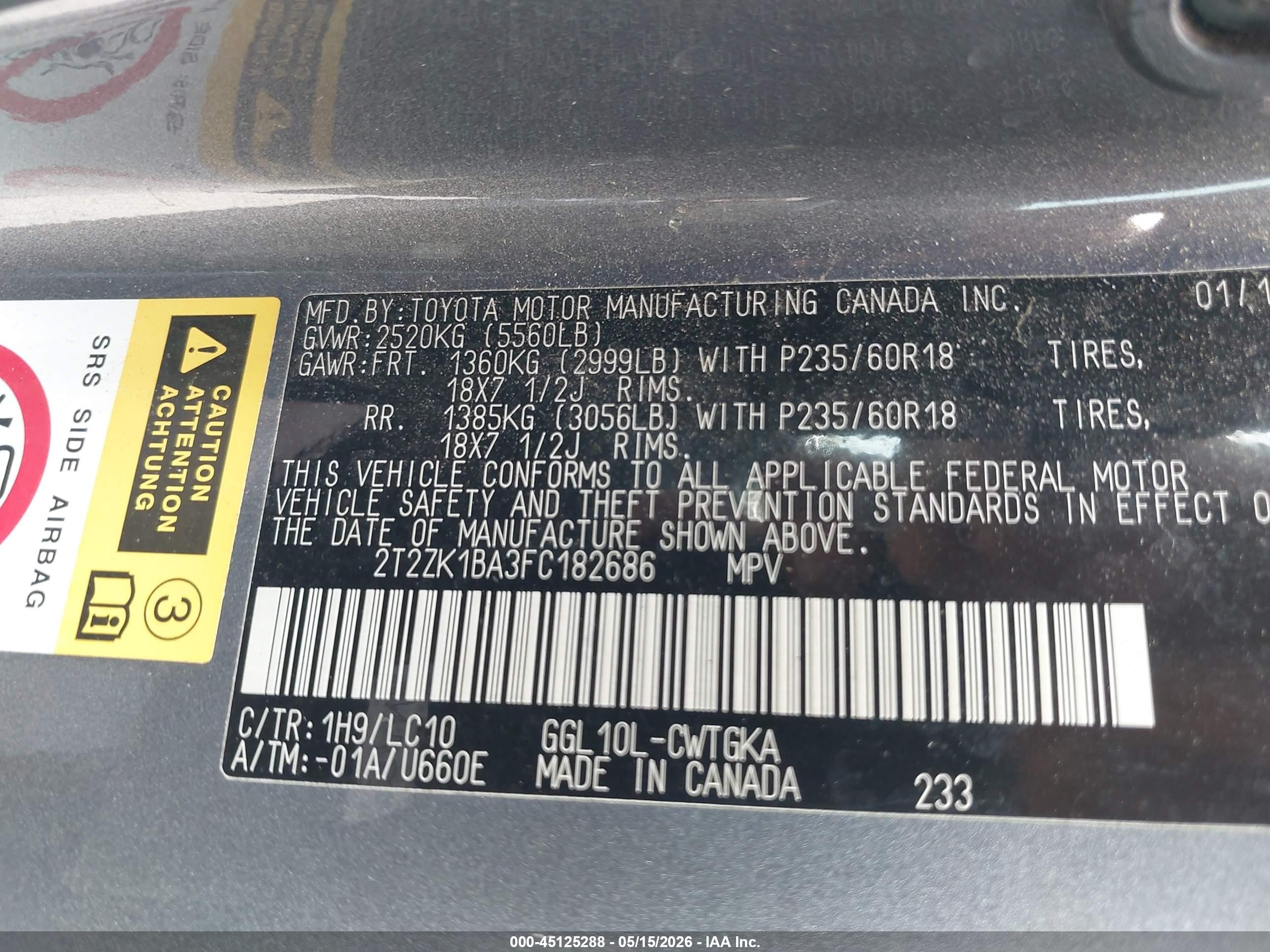 2015 Lexus Rx 350   Серый vin: 2T2ZK1BA3FC182686