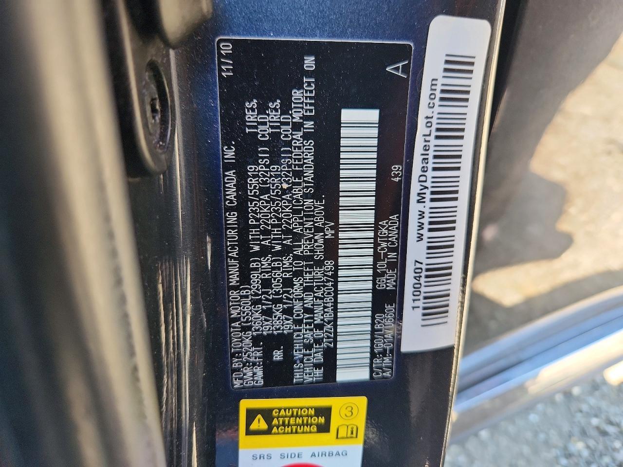 2011 Lexus Rx 350 Gray vin: 2T2ZK1BA4BC047498