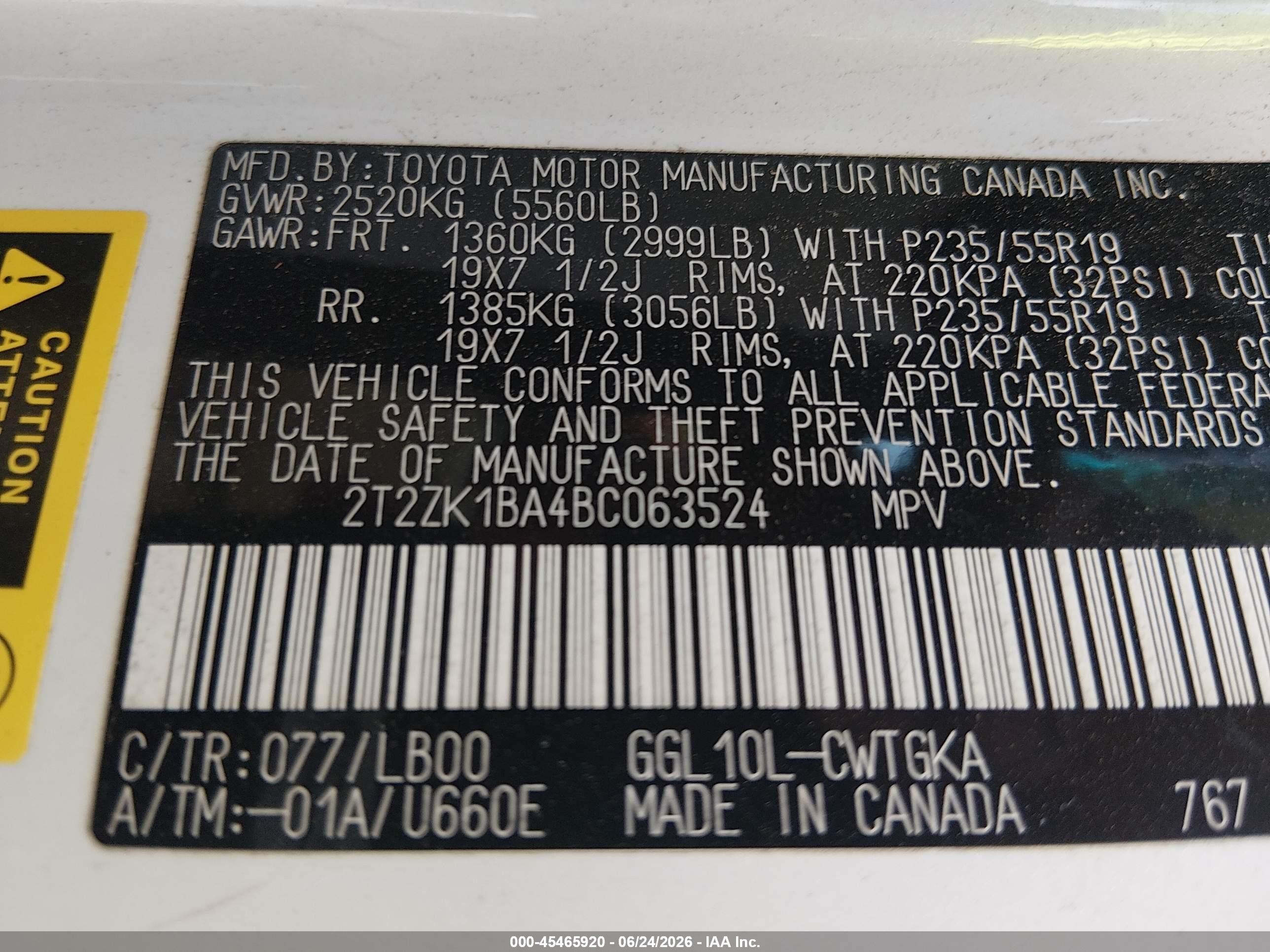 2011 Lexus Rx 350 White vin: 2T2ZK1BA4BC063524