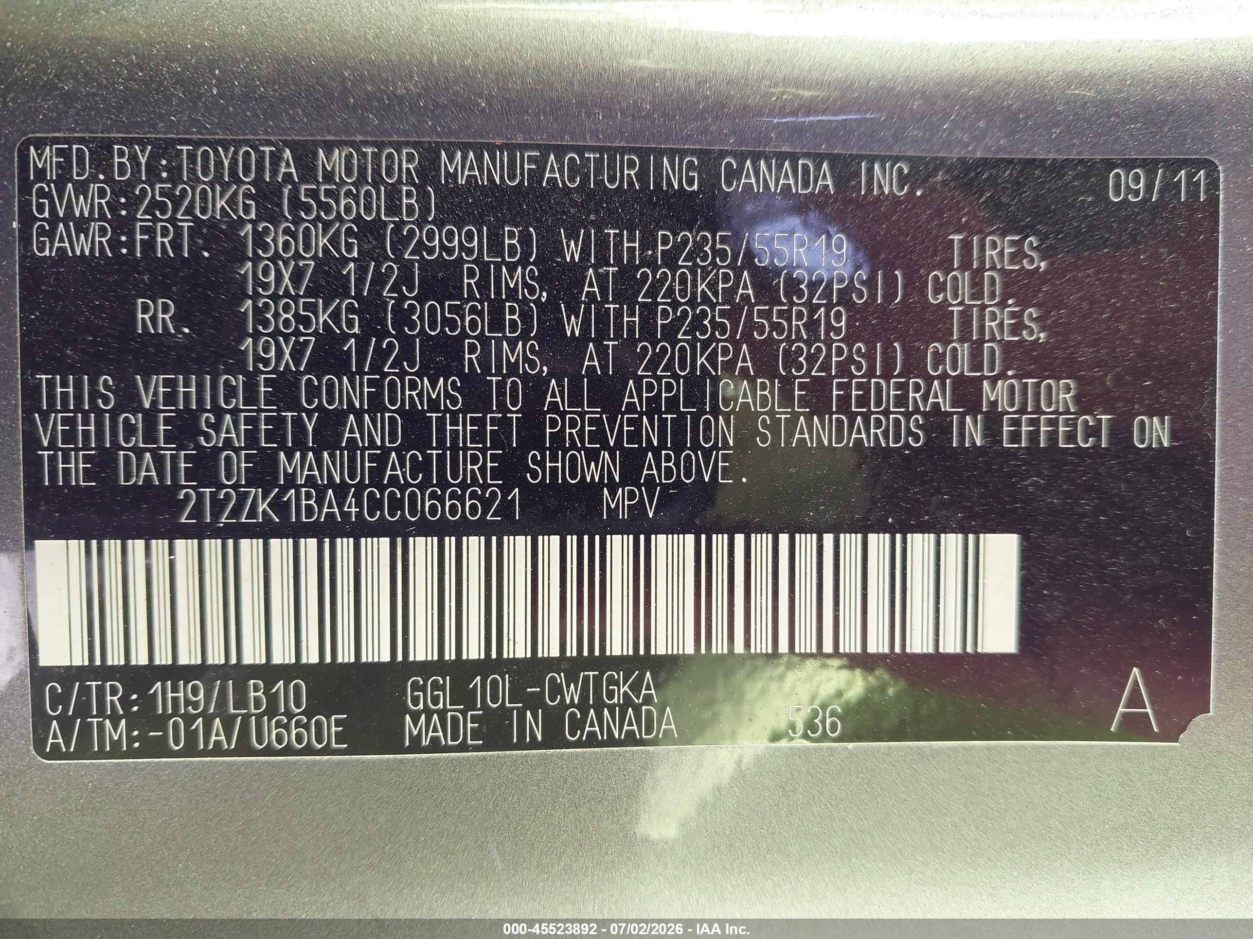 2012 Lexus Rx 350   Gray vin: 2T2ZK1BA4CC066621