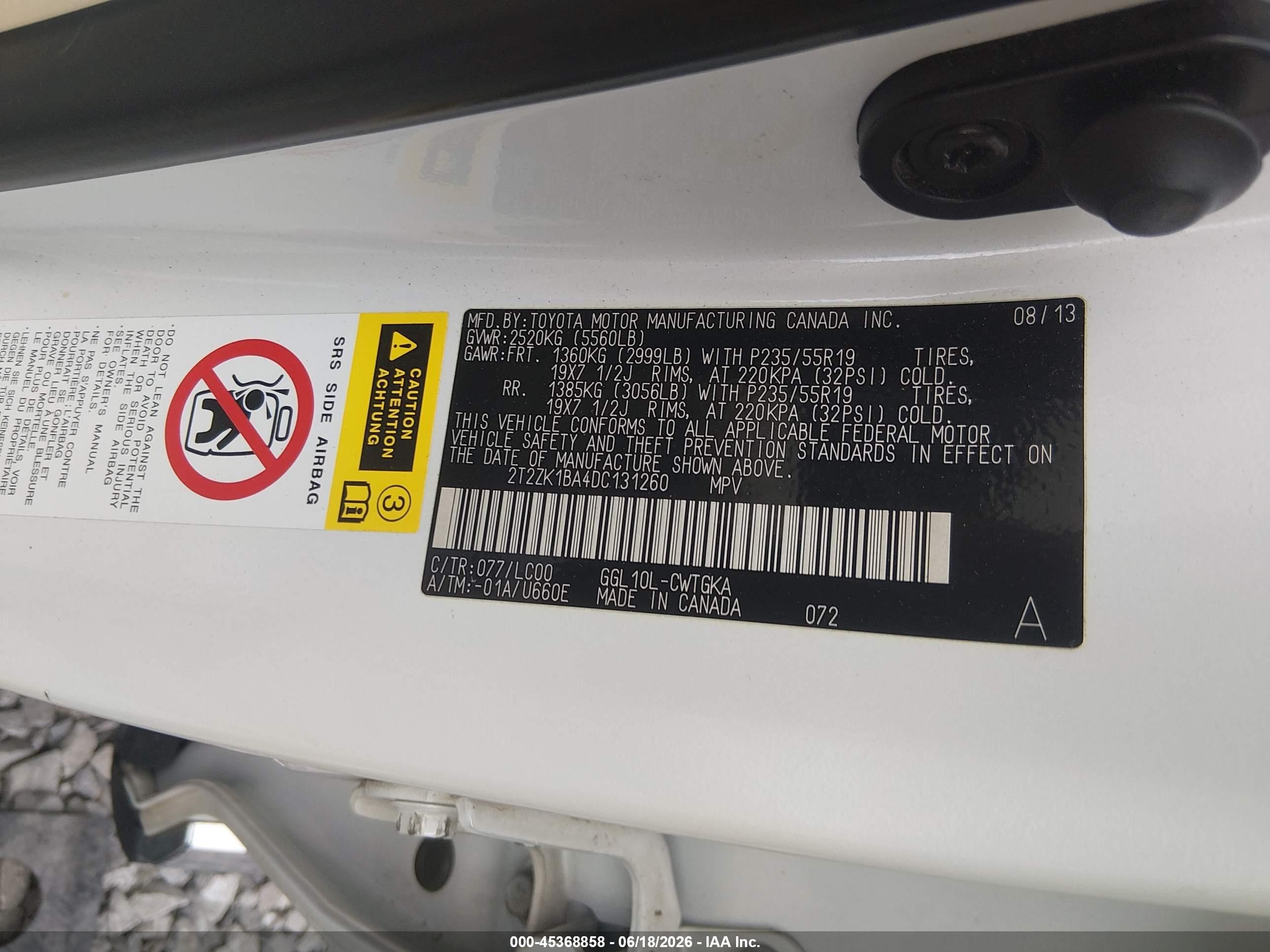 2013 Lexus Rx 350   White vin: 2T2ZK1BA4DC131260