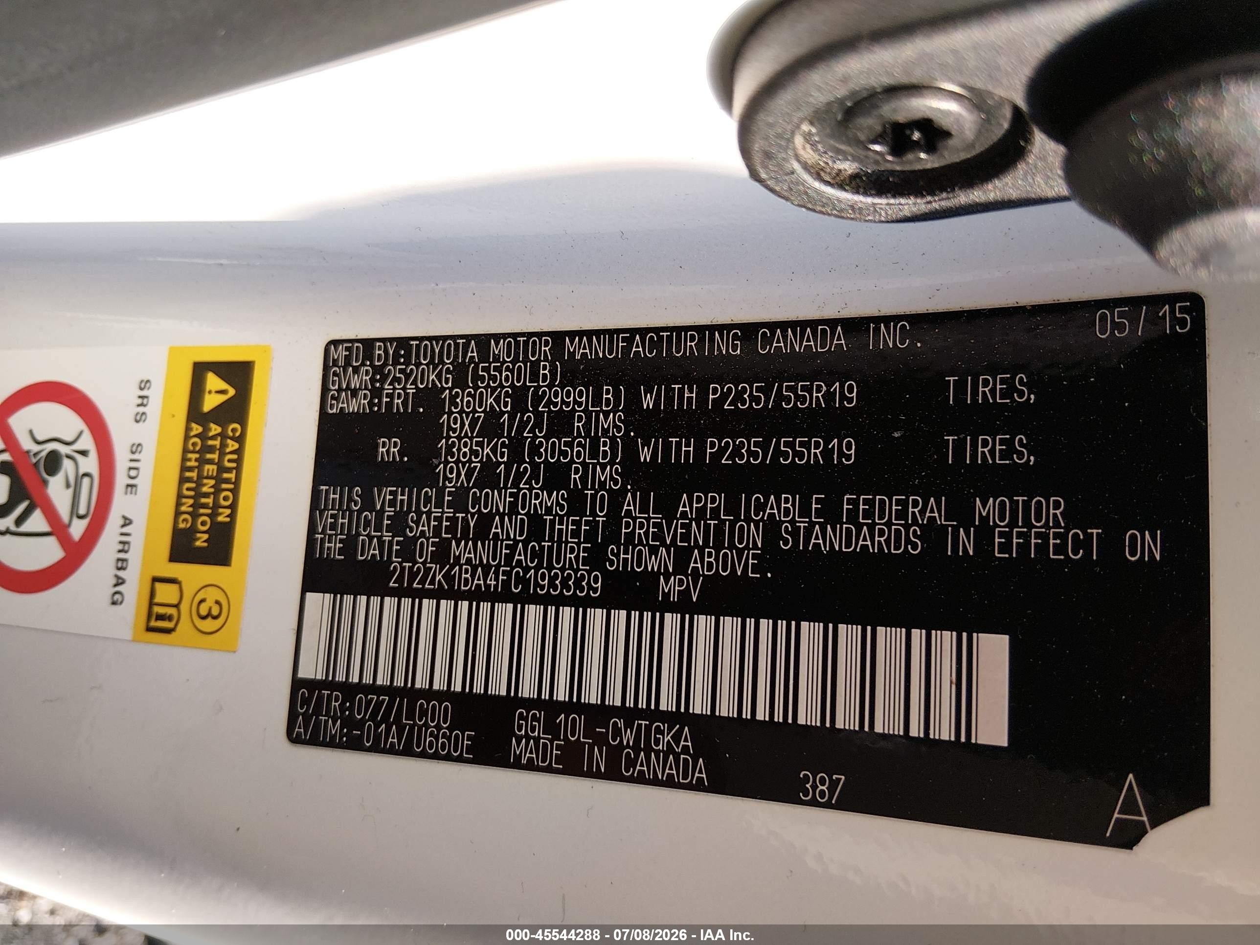 2015 Lexus Rx 350   White vin: 2T2ZK1BA4FC193339