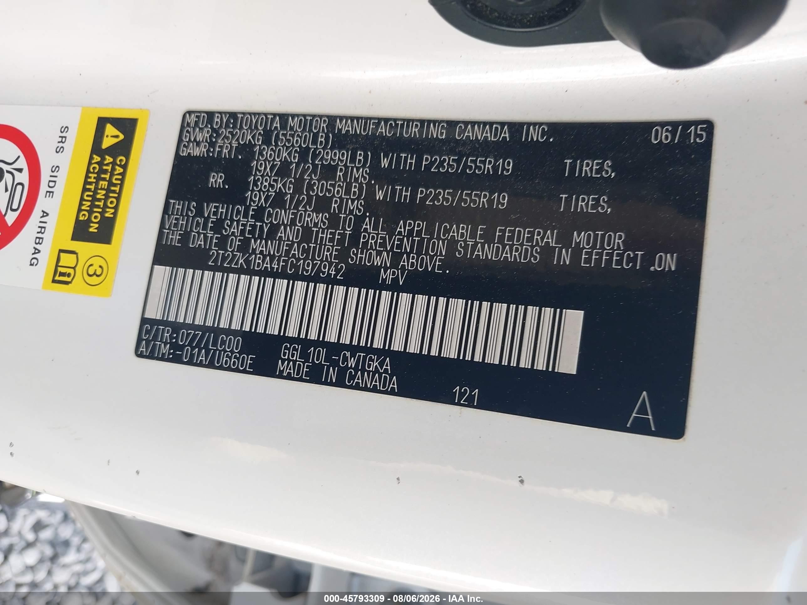 2015 Lexus Rx 350   White vin: 2T2ZK1BA4FC197942
