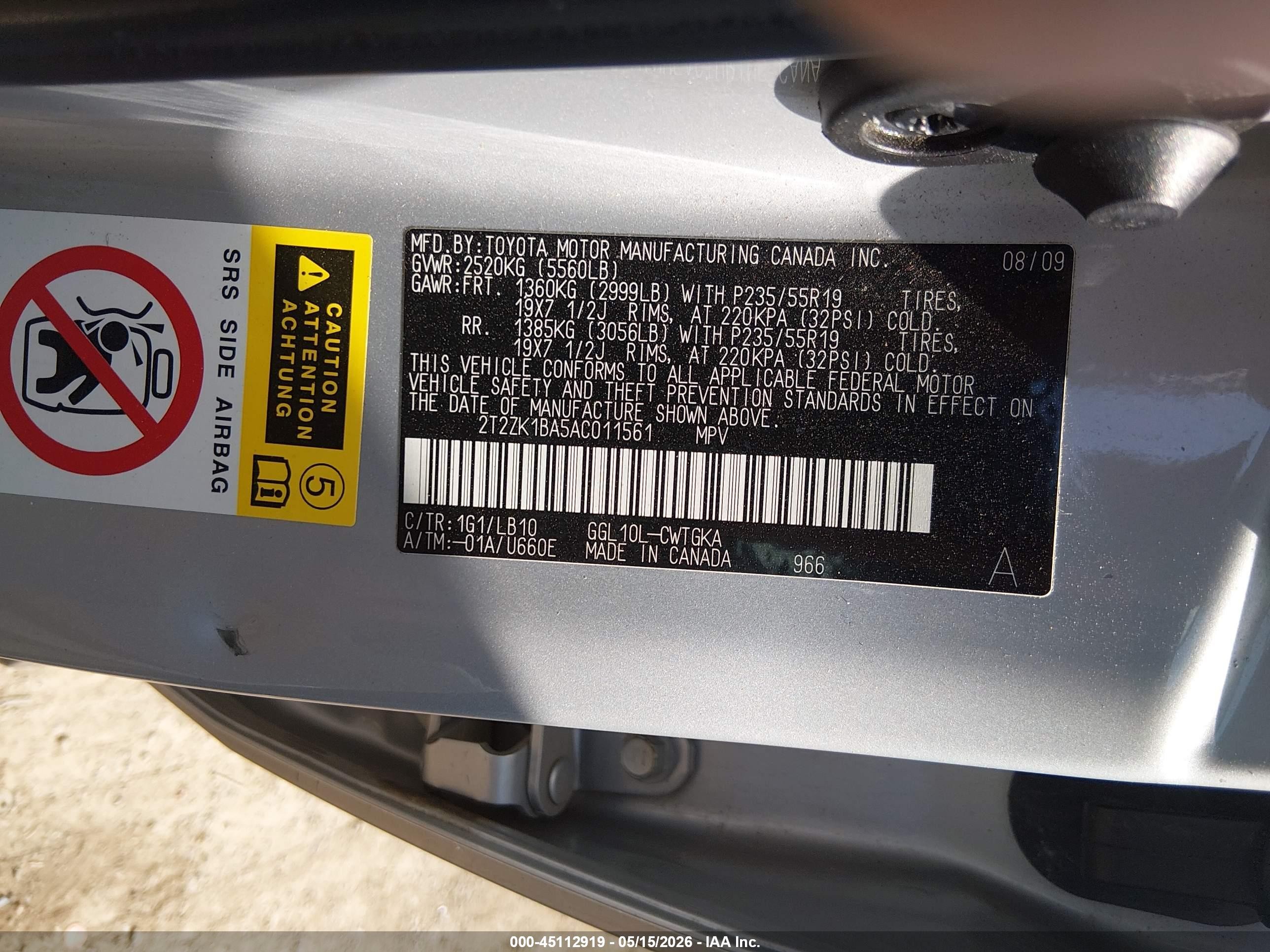 2010 Lexus Rx 350   Silver vin: 2T2ZK1BA5AC011561