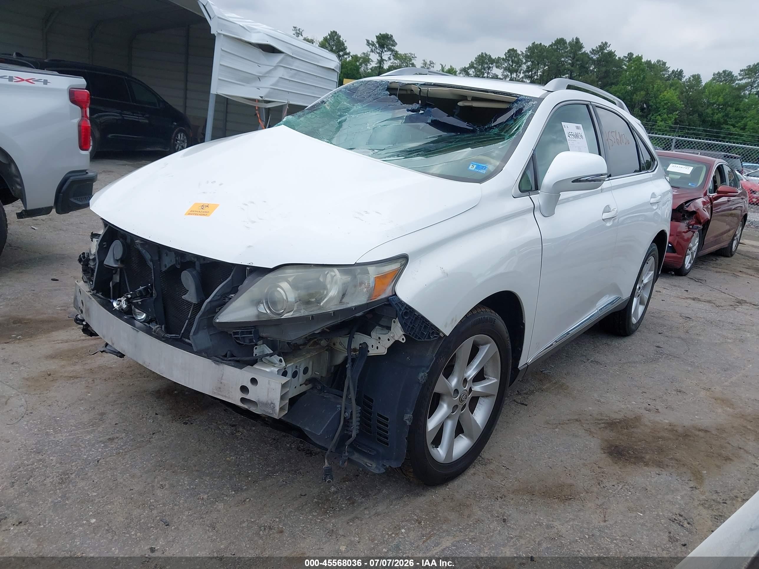 2010 Lexus Rx 350   White vin: 2T2ZK1BA5AC016338