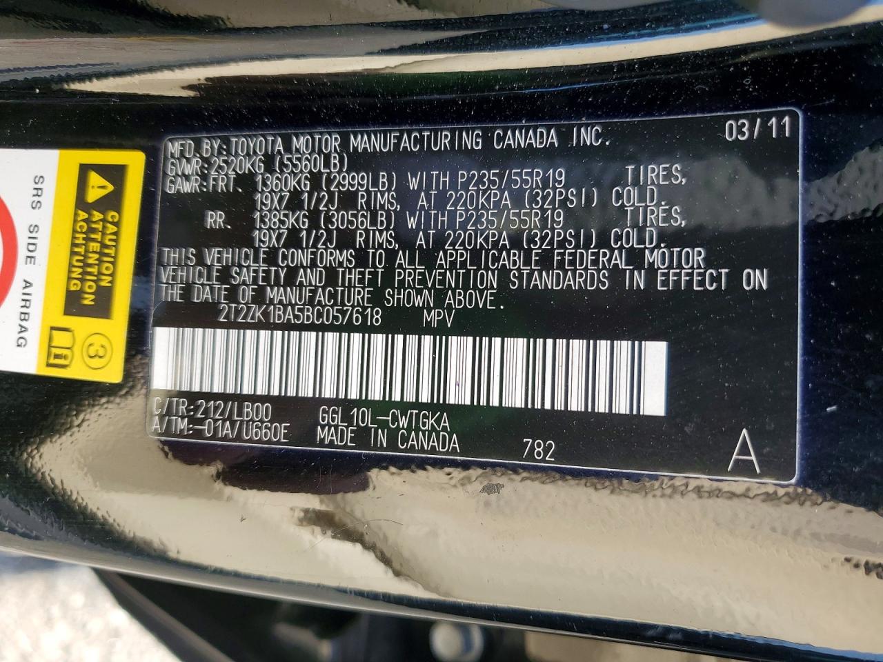 2011 Lexus Rx 350 Black vin: 2T2ZK1BA5BC057618