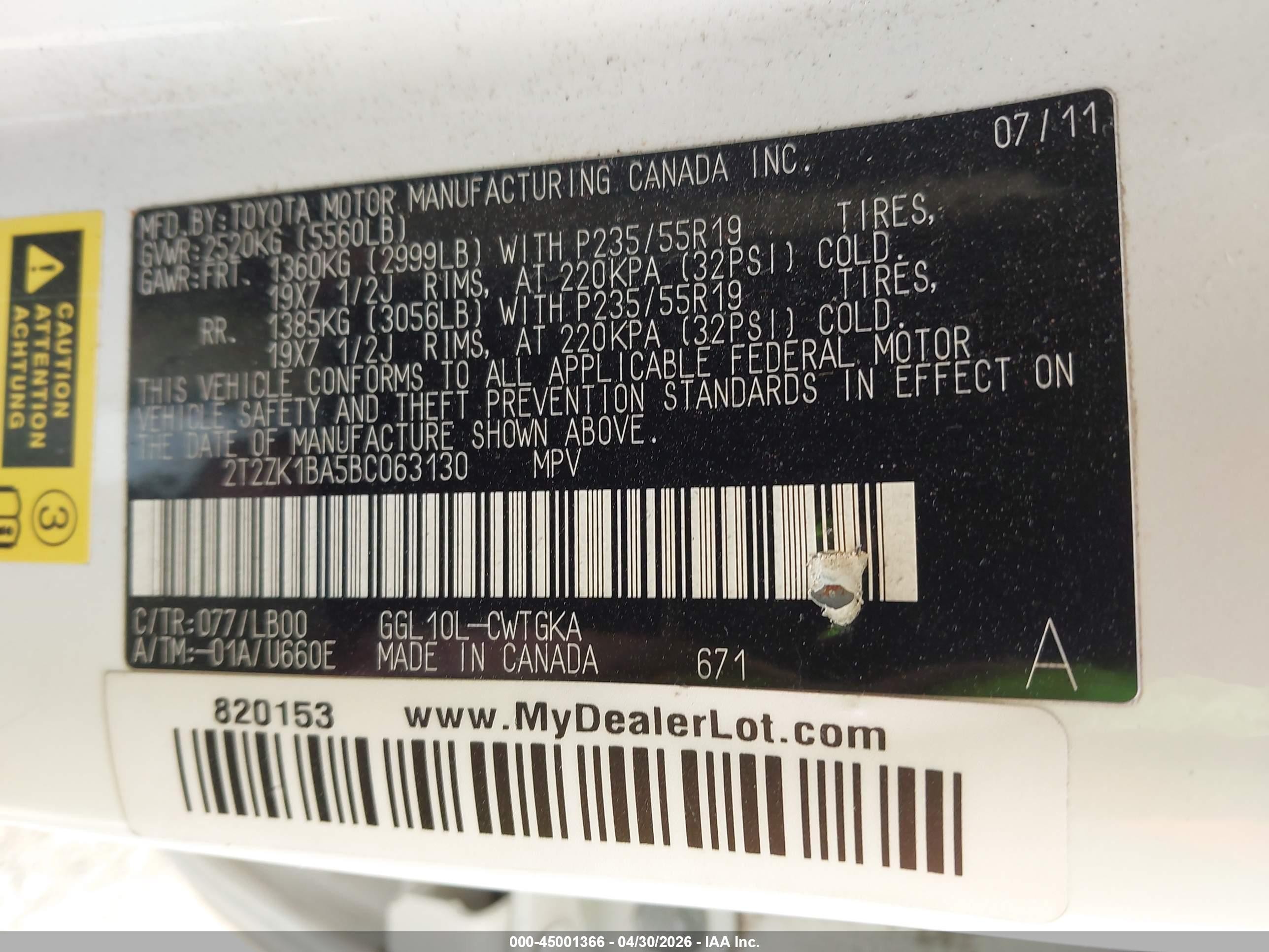 2011 Lexus Rx 350   White vin: 2T2ZK1BA5BC063130