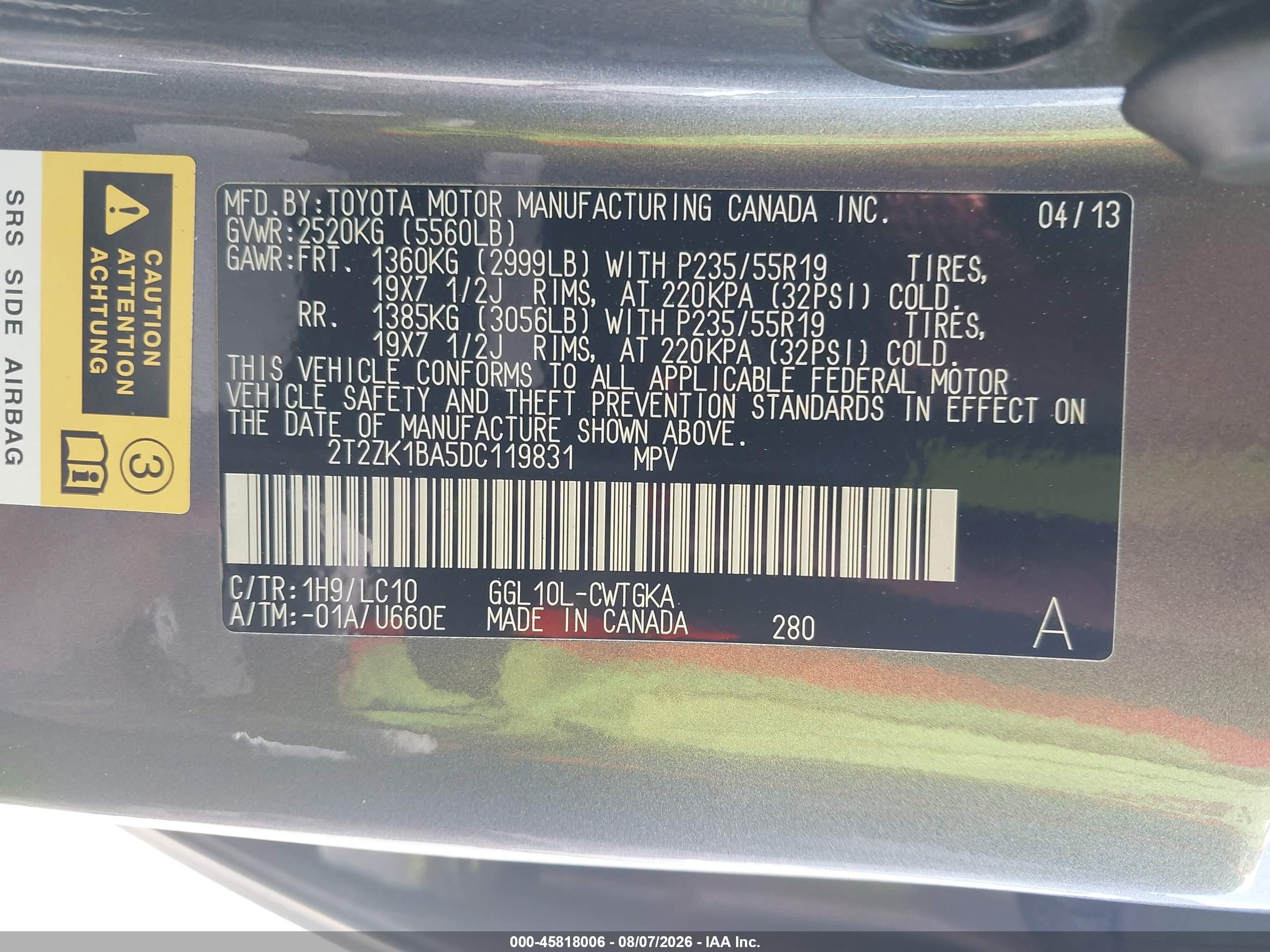 2013 Lexus Rx 350   Gray vin: 2T2ZK1BA5DC119831