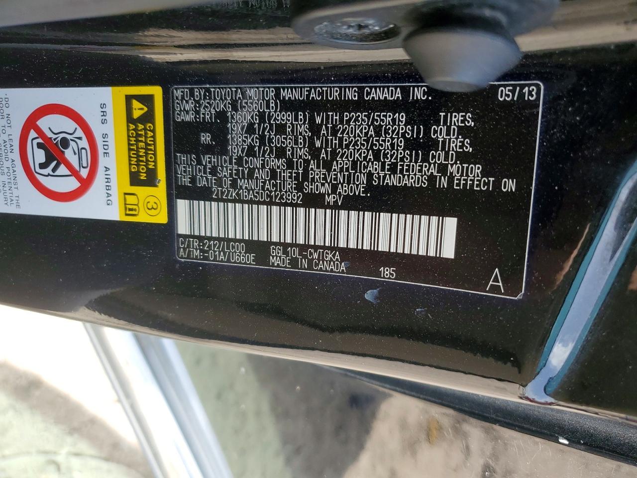 2013 Lexus Rx 350 Черный vin: 2T2ZK1BA5DC123992