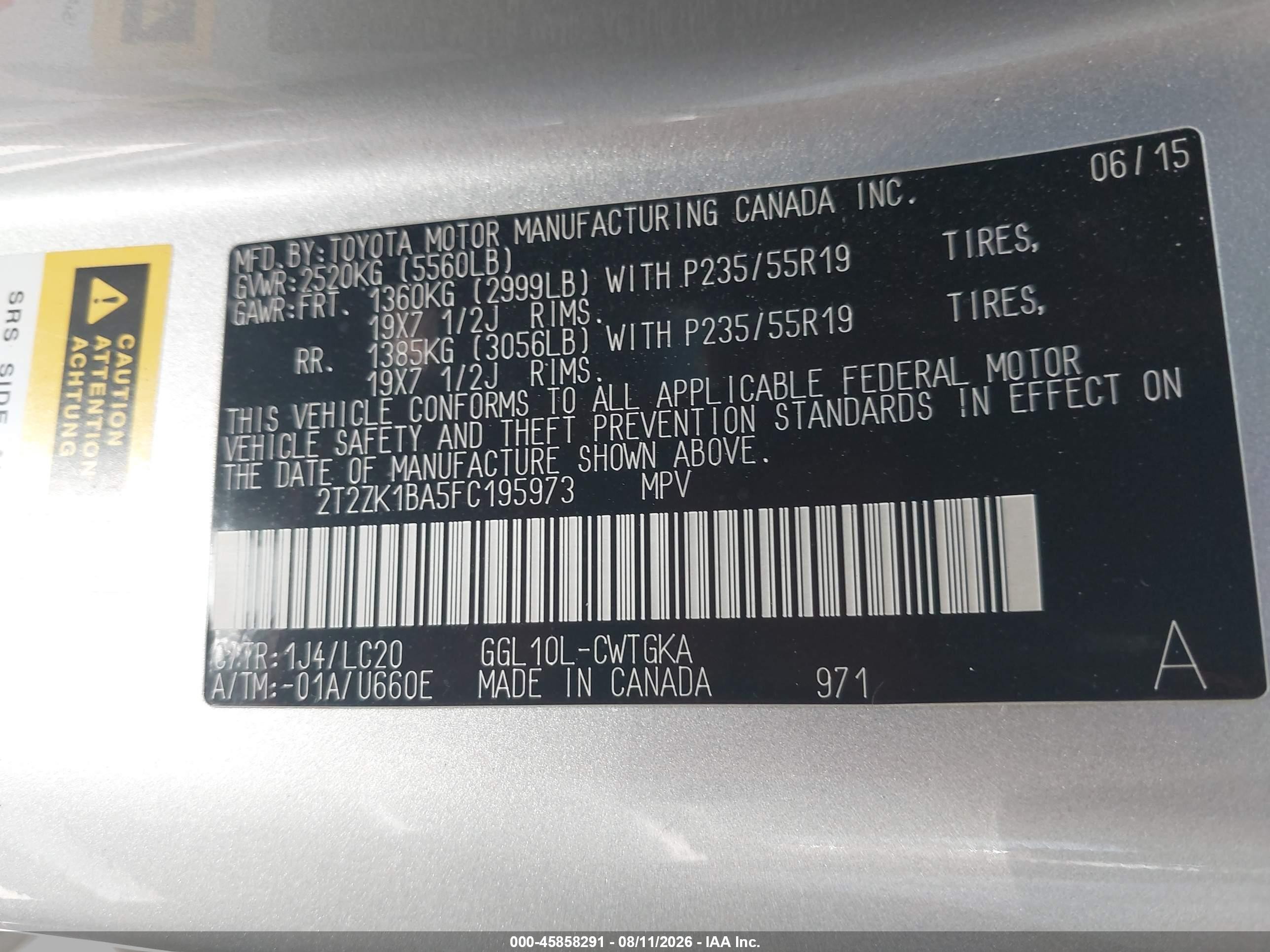 2015 Lexus Rx 350   Серебряный vin: 2T2ZK1BA5FC195973