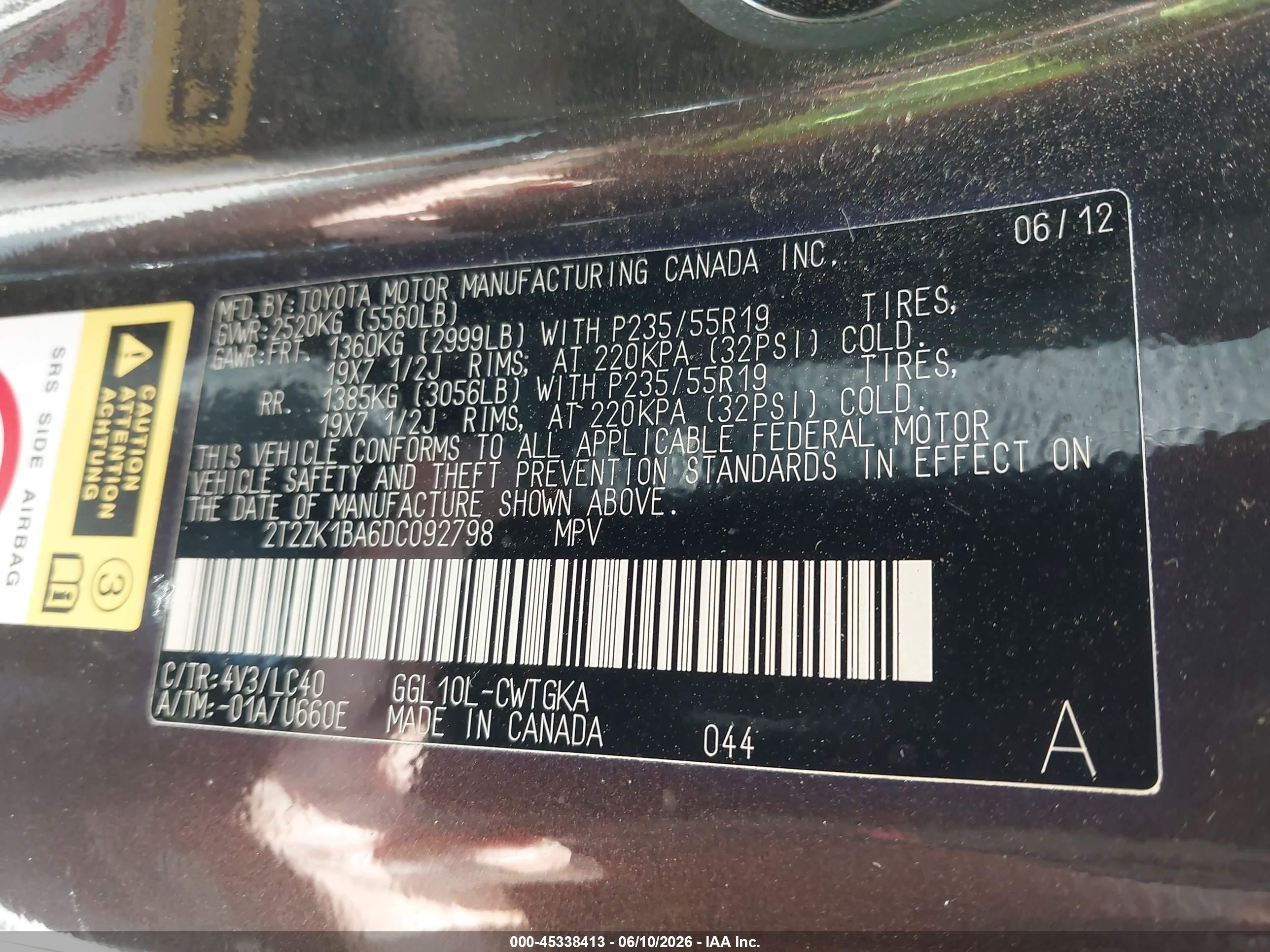 2013 Lexus Rx 350 Black vin: 2T2ZK1BA6DC092798