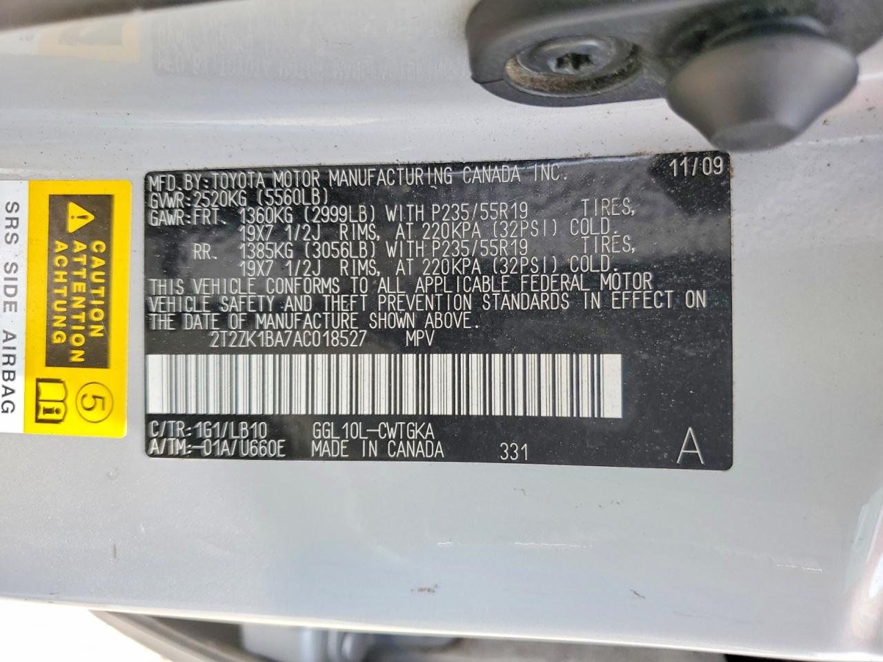 2010 Lexus Rx 350 Silver vin: 2T2ZK1BA7AC018527