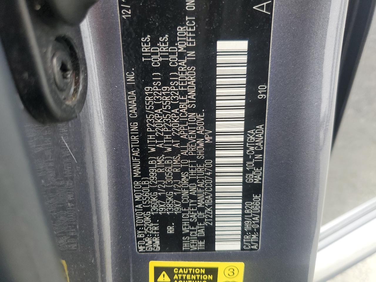 2012 Lexus Rx 350 Gray vin: 2T2ZK1BA7CC074700