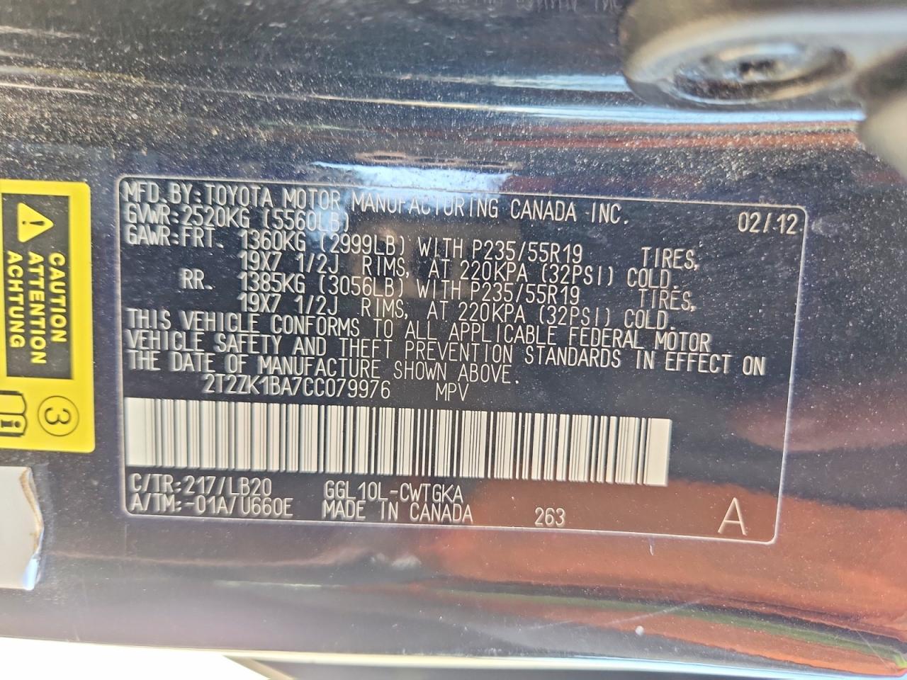 2012 Lexus Rx 350 Black vin: 2T2ZK1BA7CC079976