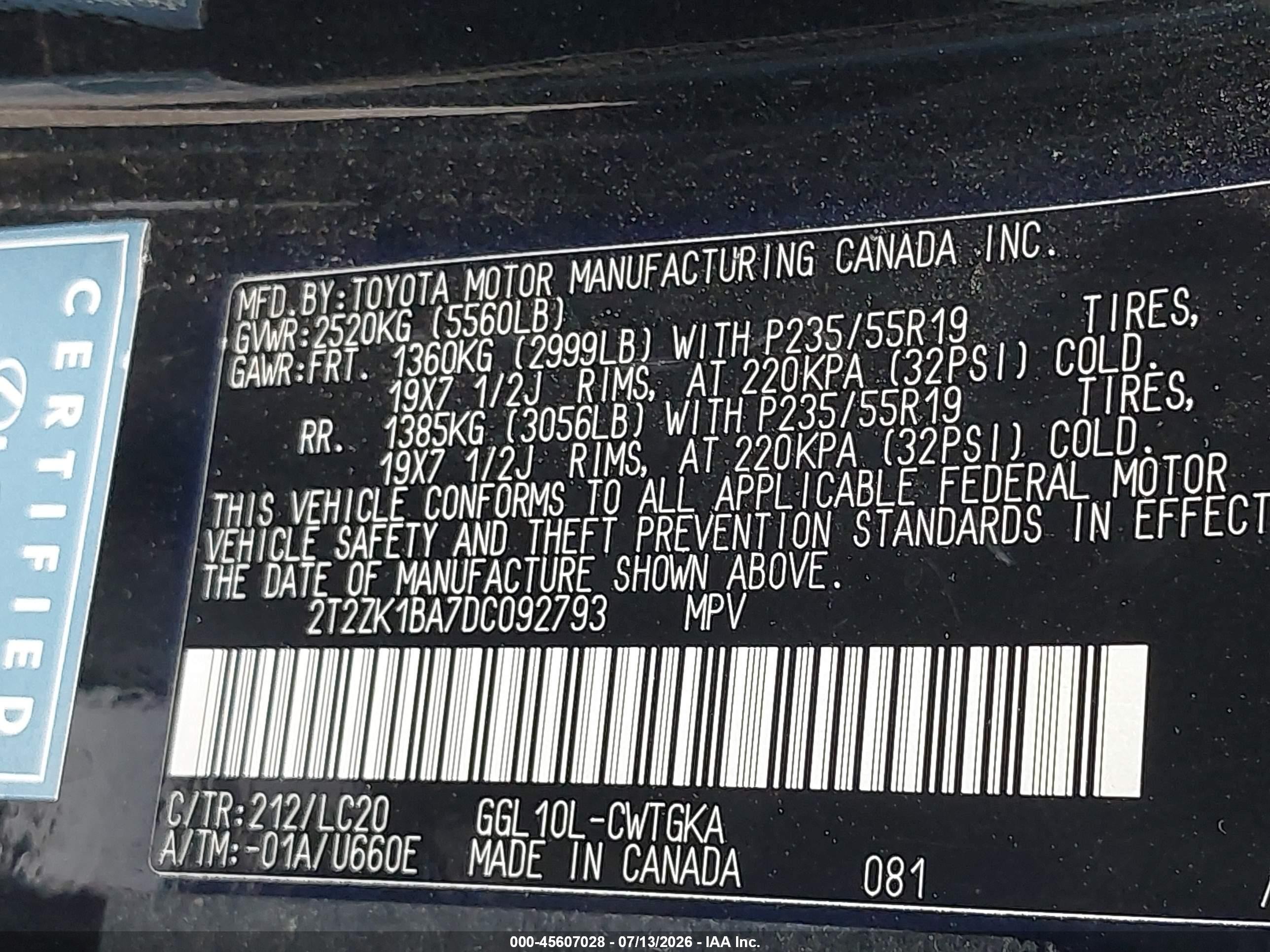 2013 Lexus Rx 350   Black vin: 2T2ZK1BA7DC092793