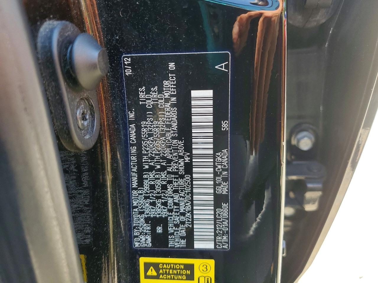 2013 Lexus Rx 350 Черный vin: 2T2ZK1BA7DC102500