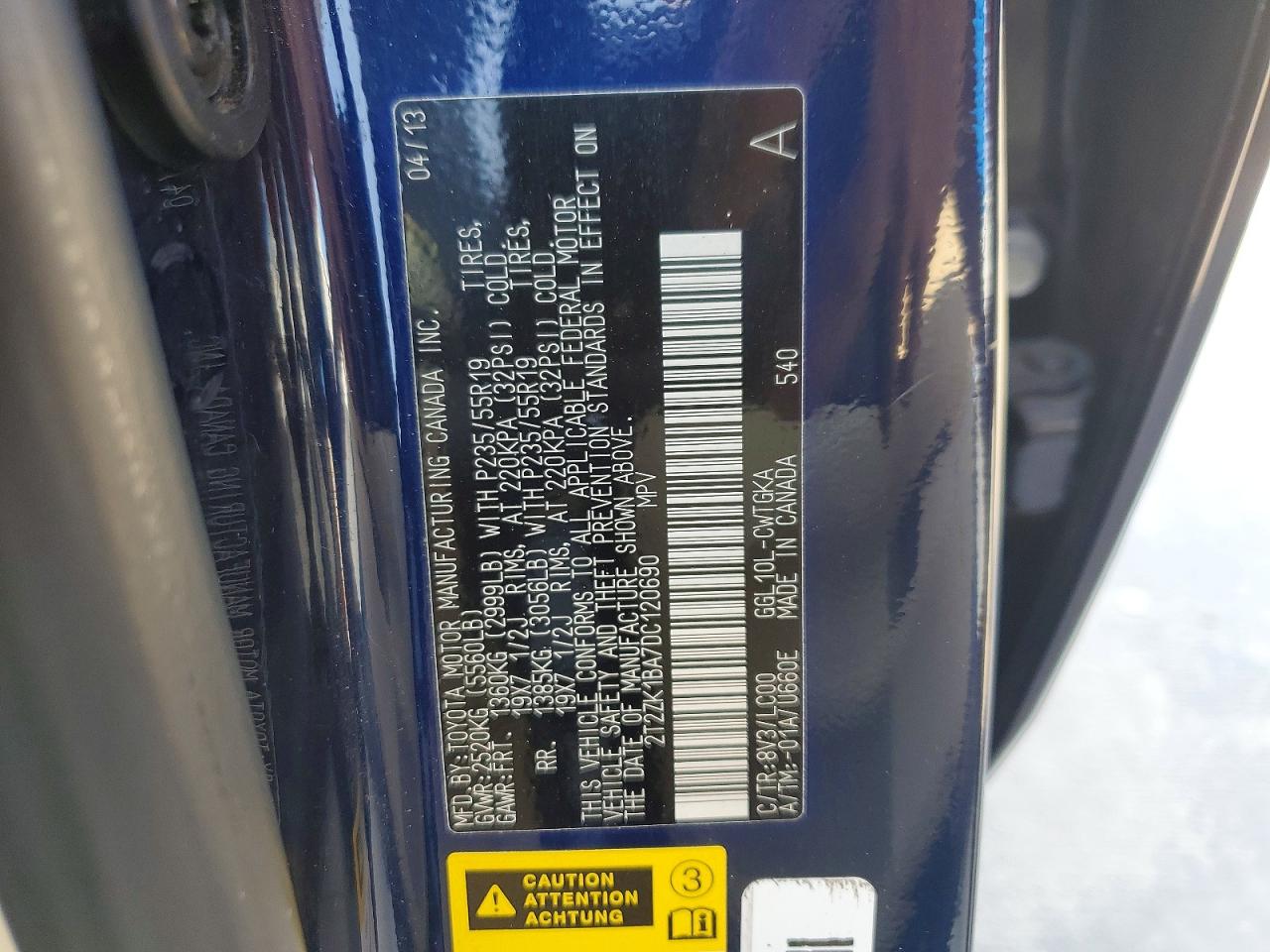 2013 Lexus Rx 350 Blue vin: 2T2ZK1BA7DC120690