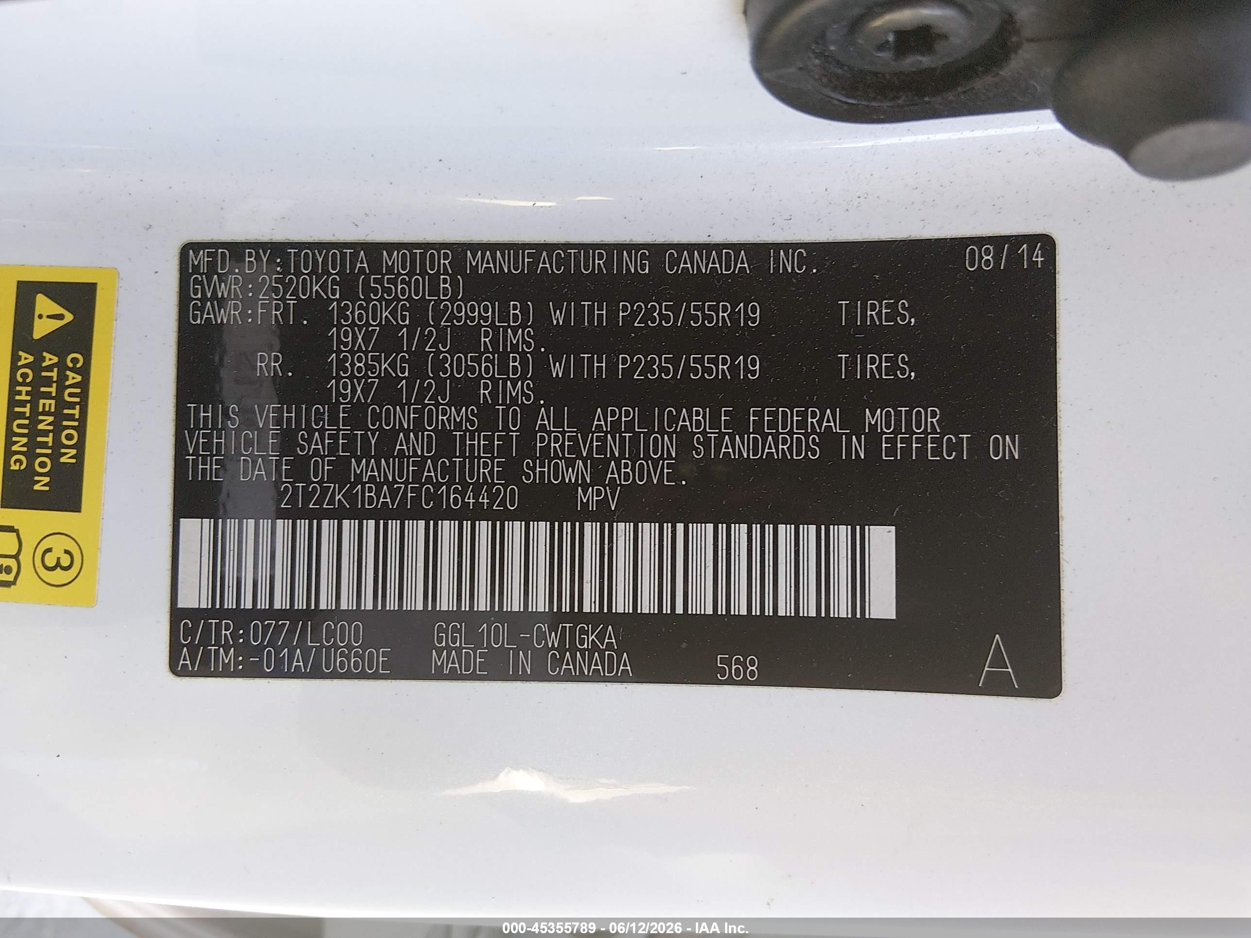 2015 Lexus Rx 350 White vin: 2T2ZK1BA7FC164420