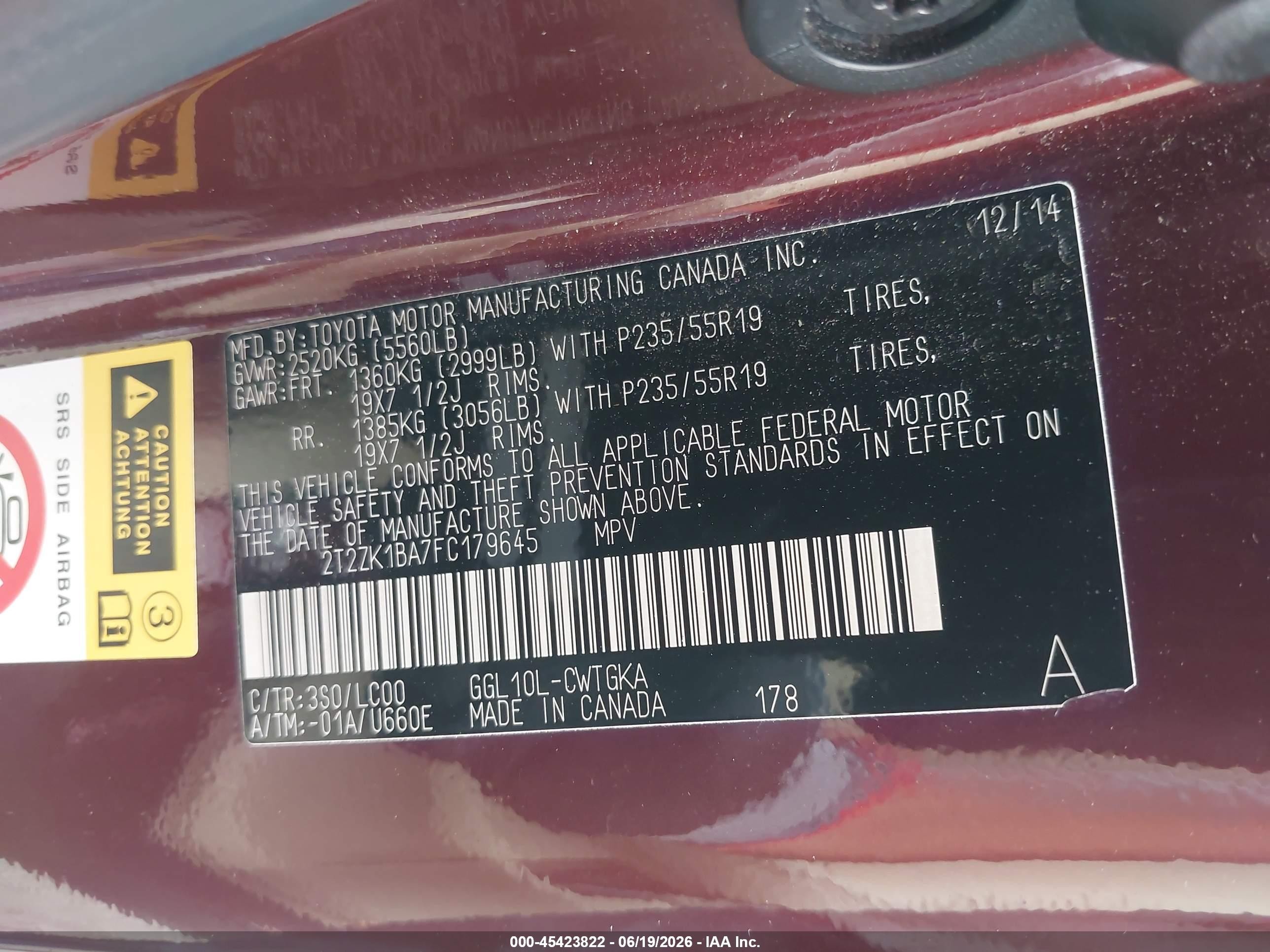 2015 Lexus Rx 350 Maroon vin: 2T2ZK1BA7FC179645