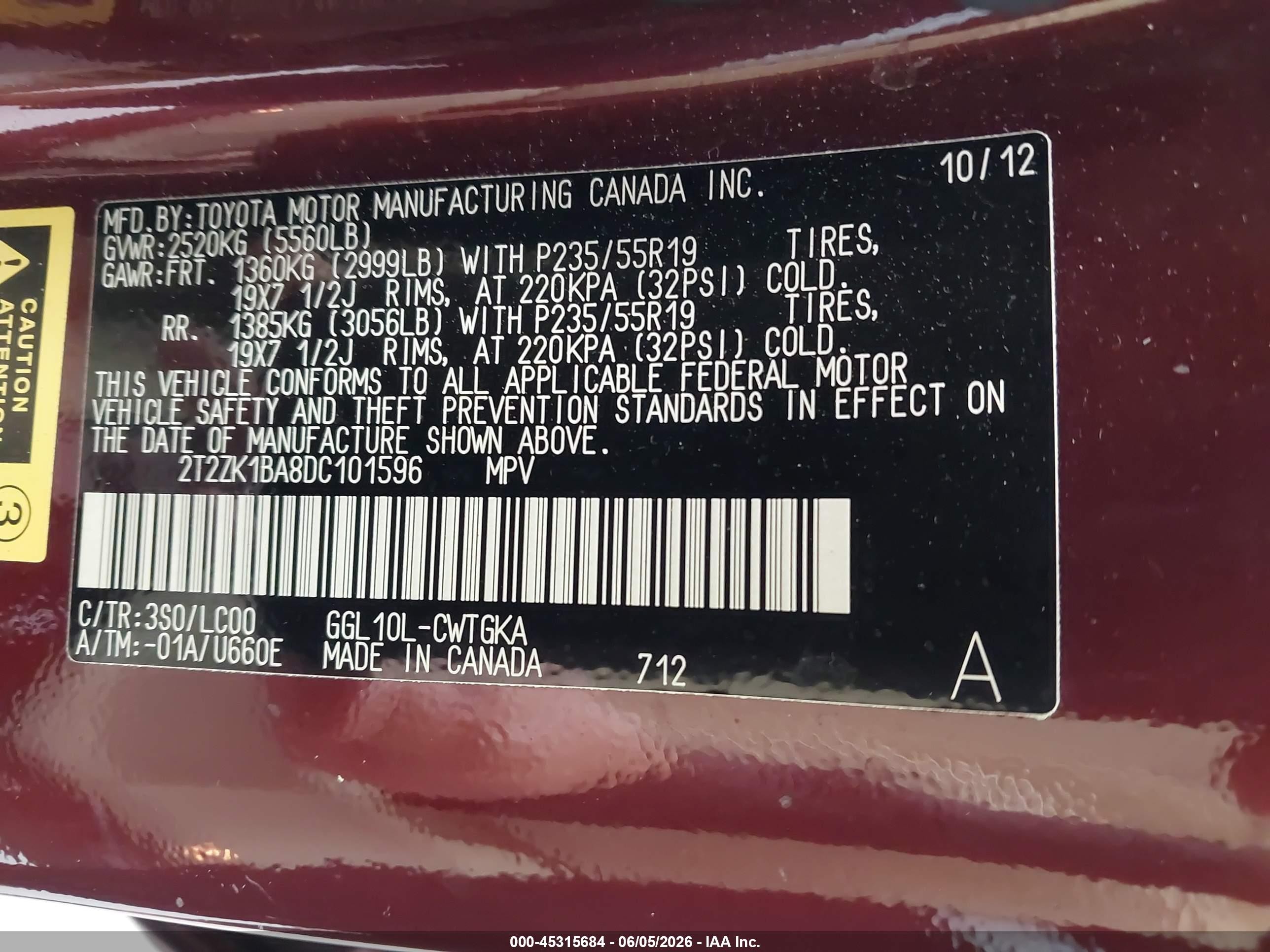 2013 Lexus Rx 350   Burgundy vin: 2T2ZK1BA8DC101596