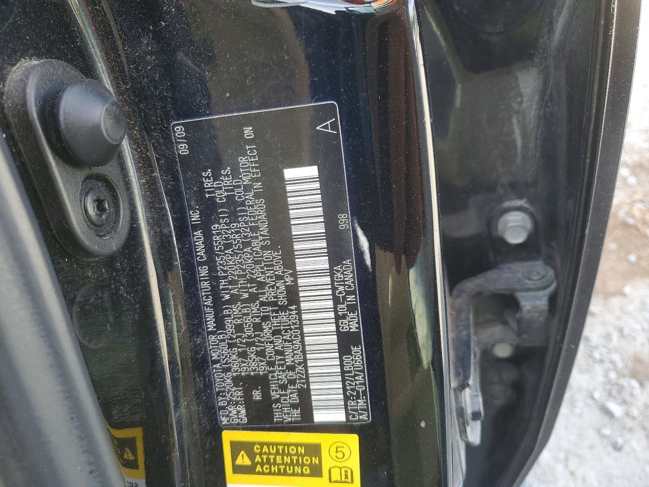 2010 Lexus Rx 350 Черный vin: 2T2ZK1BA9AC013944
