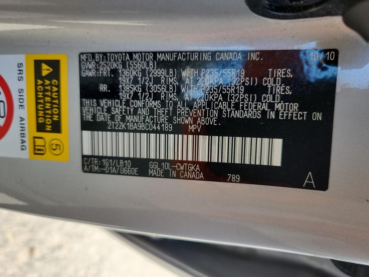2011 Lexus Rx 350 Silver vin: 2T2ZK1BA9BC044189