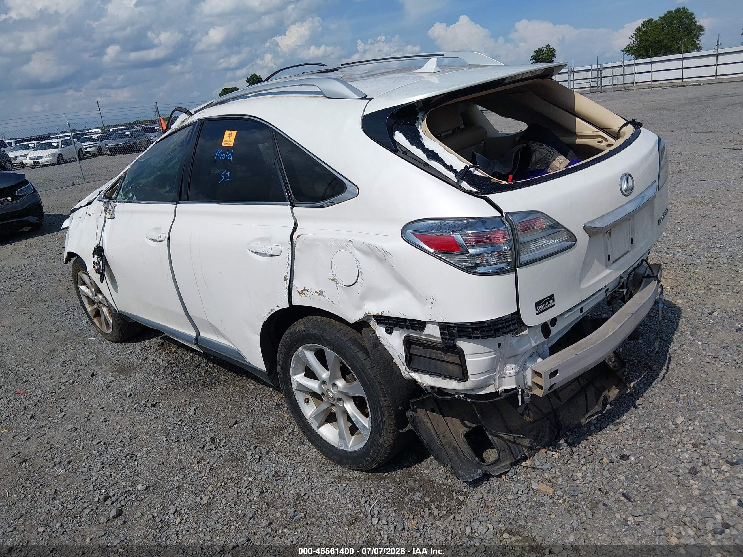 2012 Lexus Rx 350   White vin: 2T2ZK1BA9CC072382