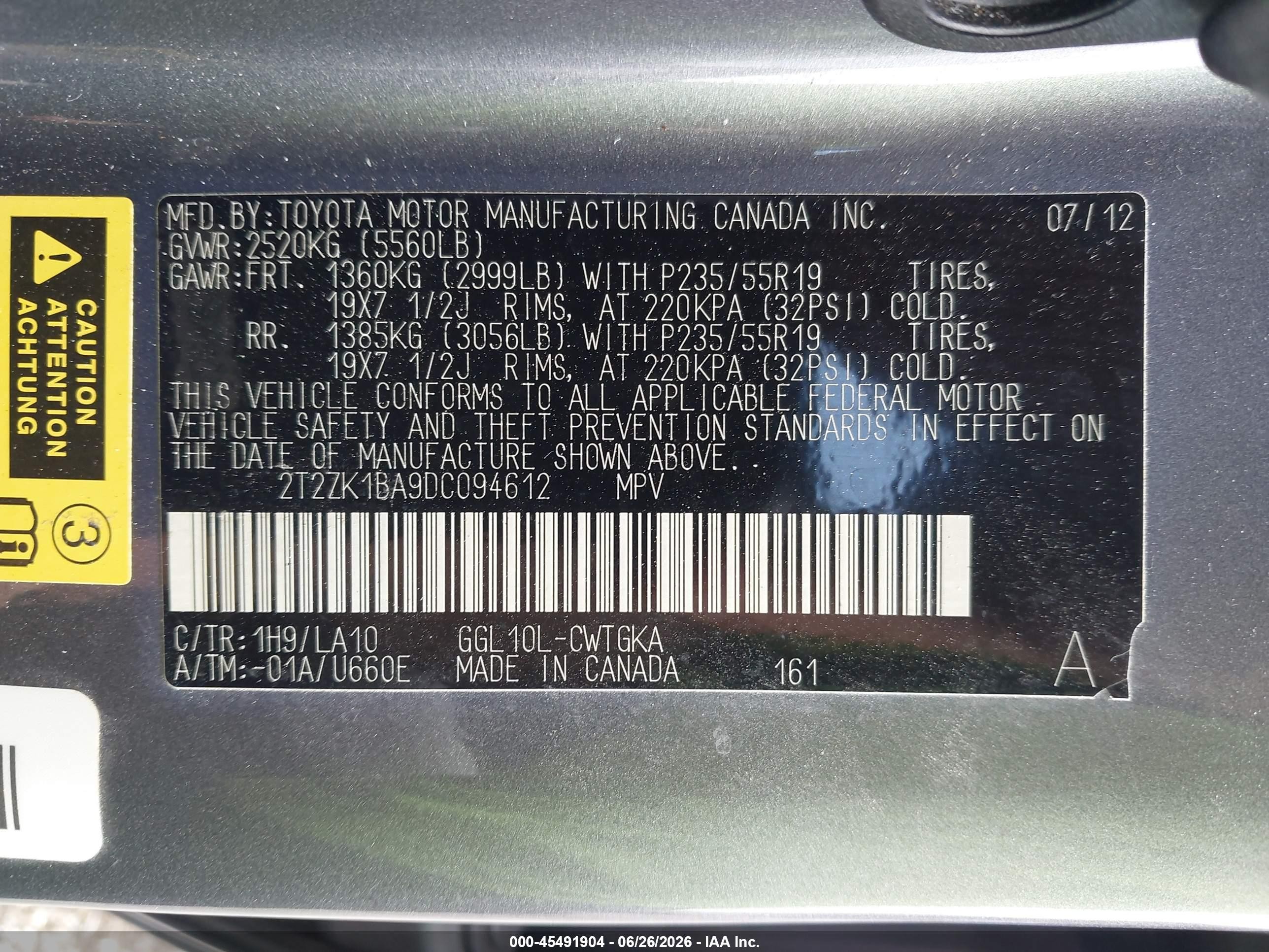 2013 Lexus Rx 350   Gray vin: 2T2ZK1BA9DC094612