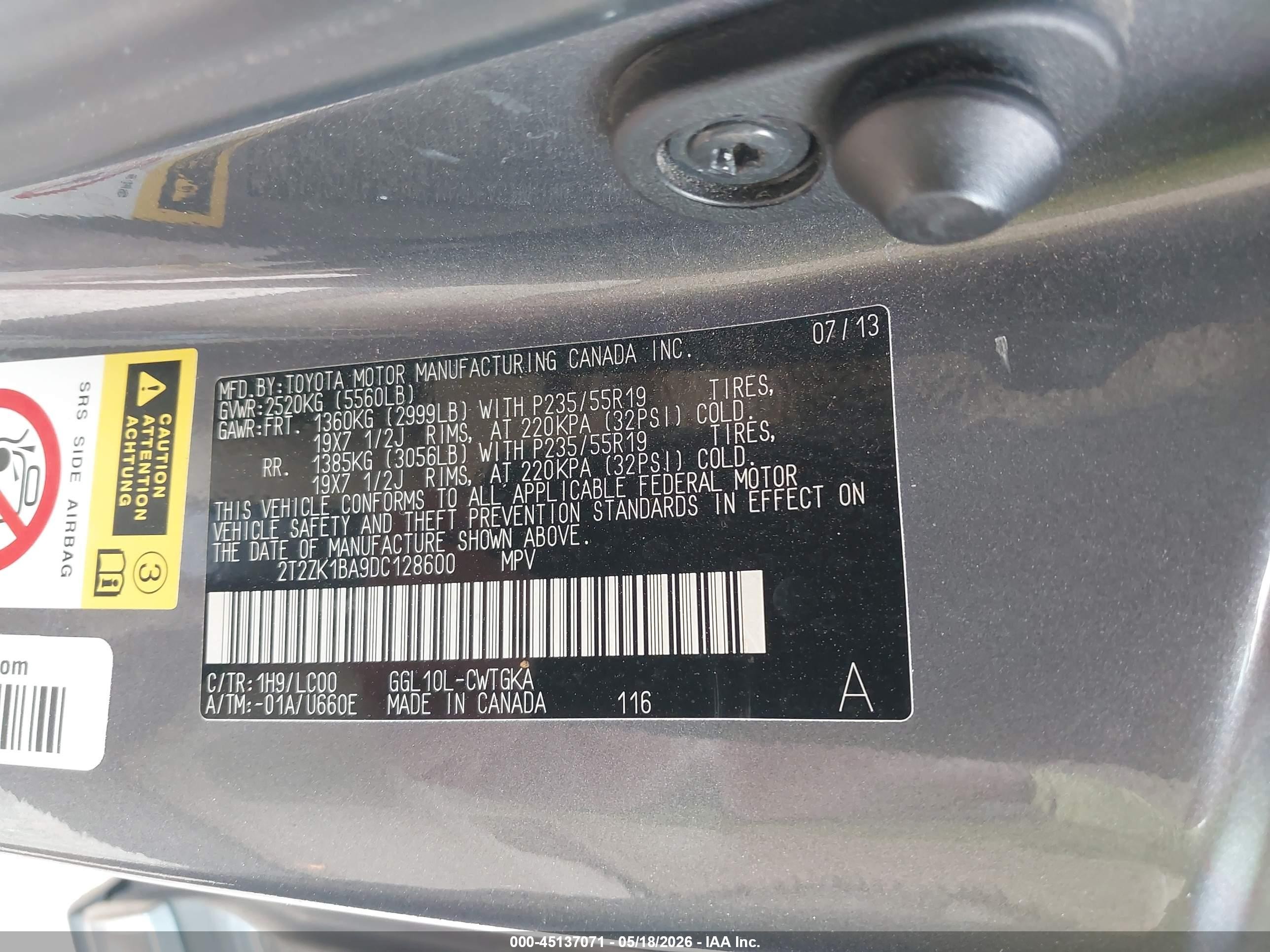 2013 Lexus Rx 350   Gray vin: 2T2ZK1BA9DC128600
