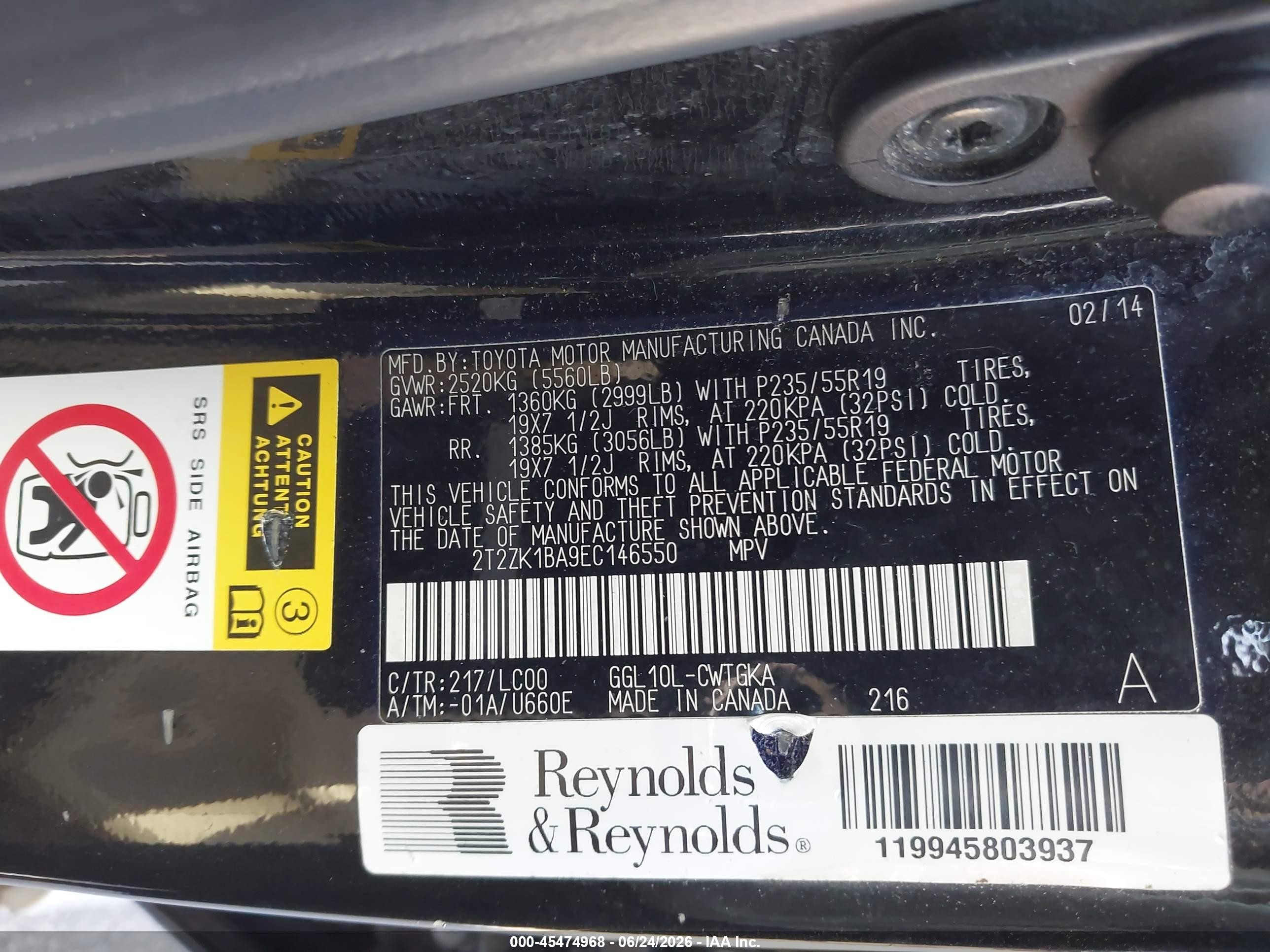 2014 Lexus Rx 350   Black vin: 2T2ZK1BA9EC146550