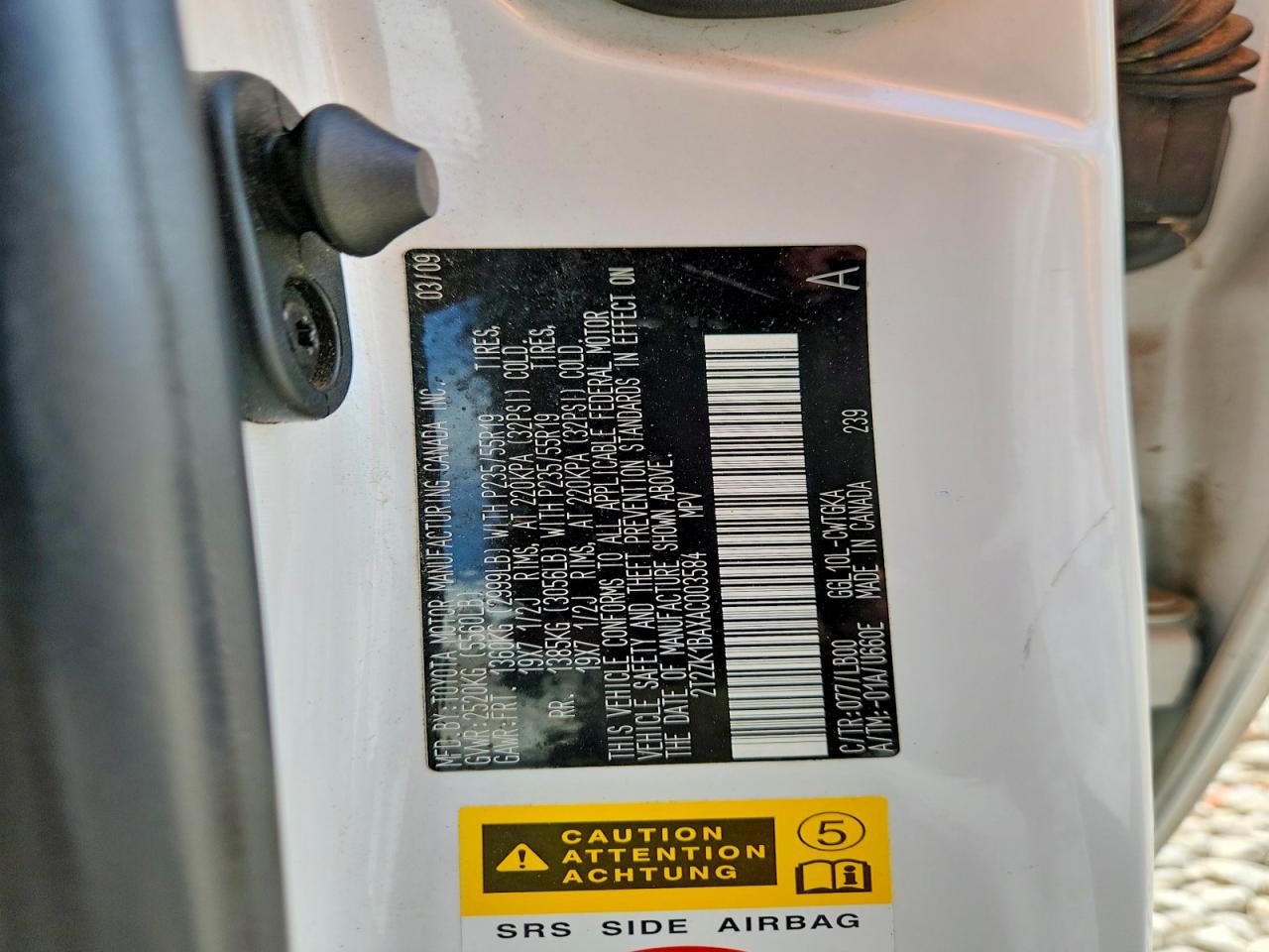 2010 Lexus Rx 350 White vin: 2T2ZK1BAXAC003584