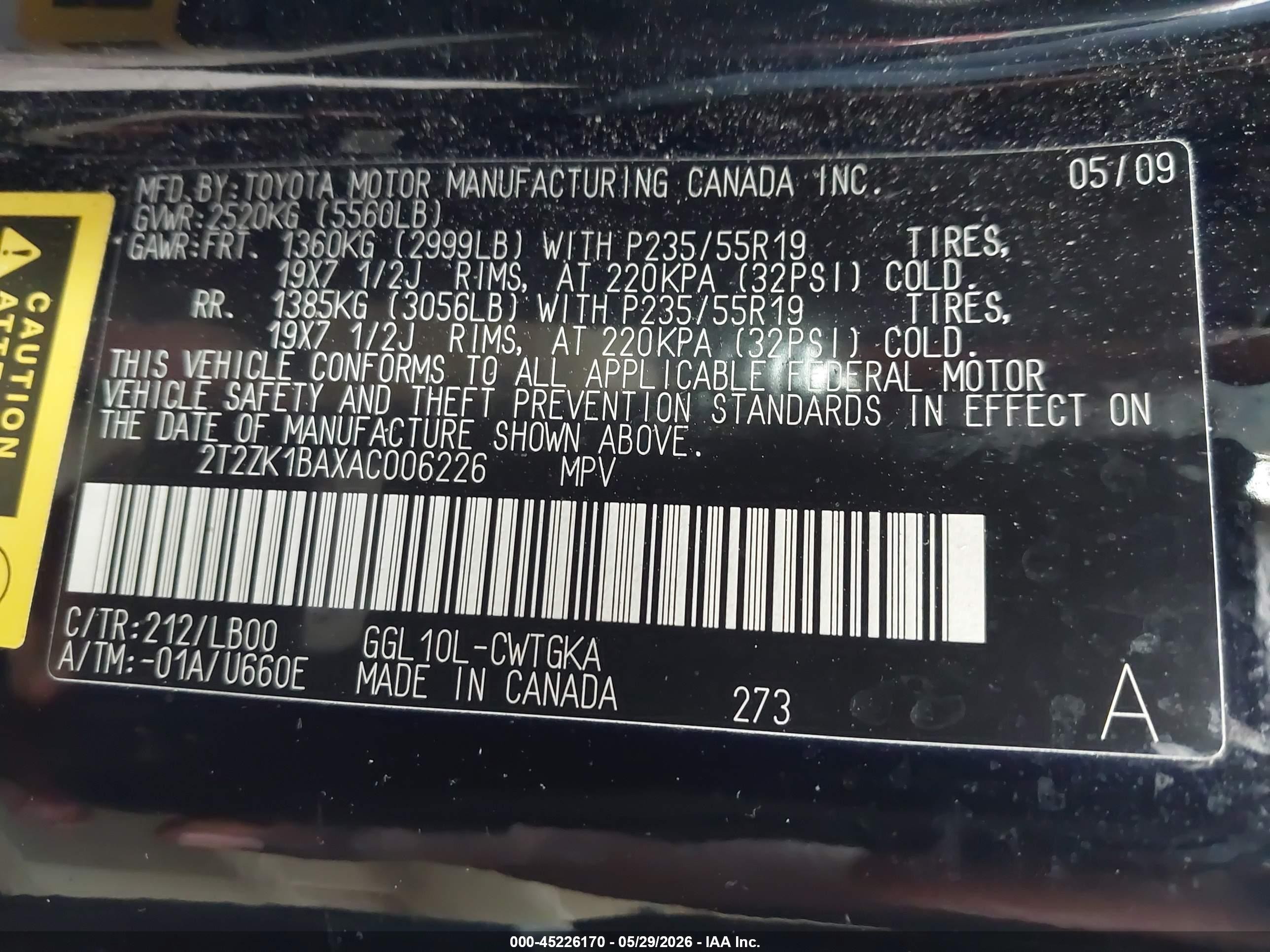 2010 Lexus Rx 350   Black vin: 2T2ZK1BAXAC006226