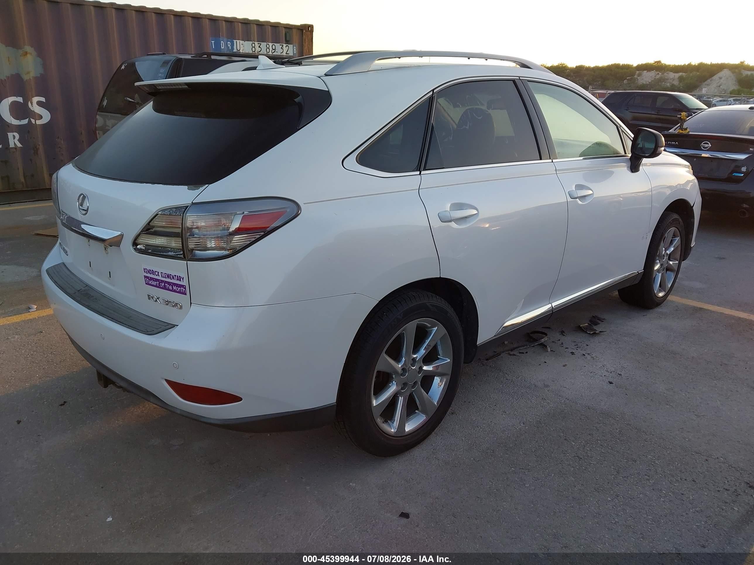2010 Lexus Rx 350   White vin: 2T2ZK1BAXAC037816