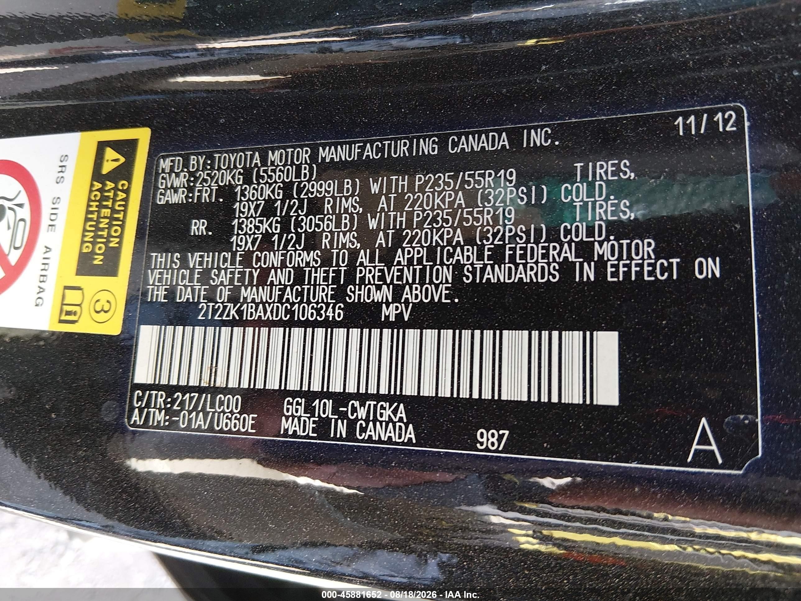 2013 Lexus Rx 350 Black vin: 2T2ZK1BAXDC106346
