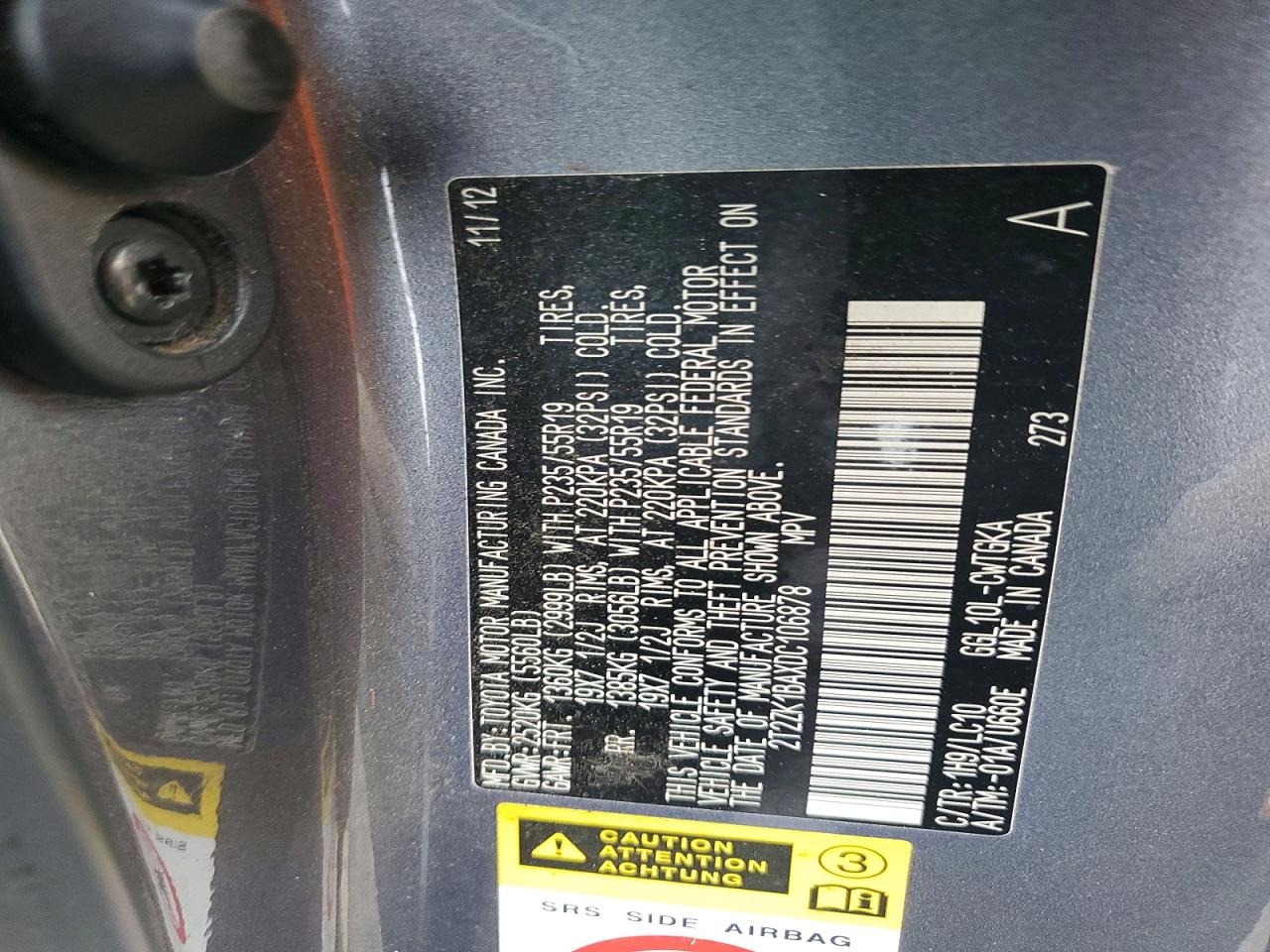 2013 Lexus Rx 350 Серый vin: 2T2ZK1BAXDC106878