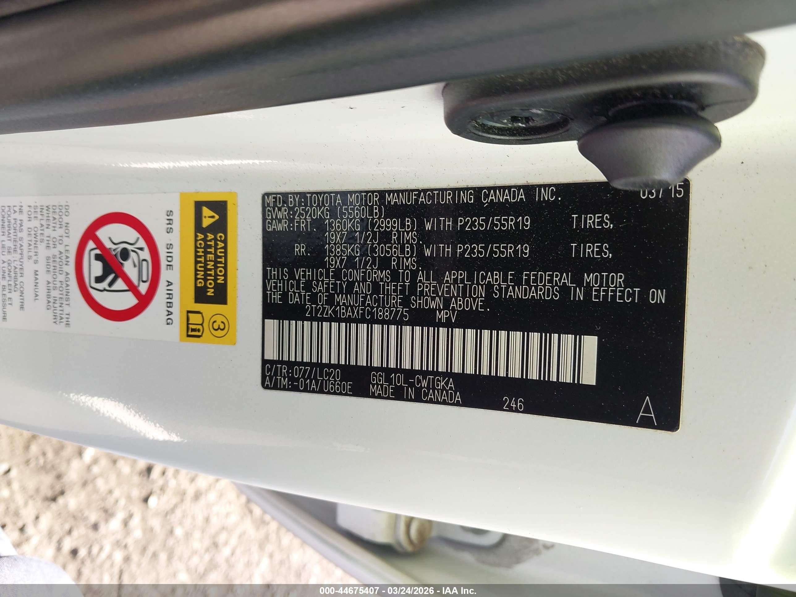 2015 Lexus Rx 350   White vin: 2T2ZK1BAXFC188775