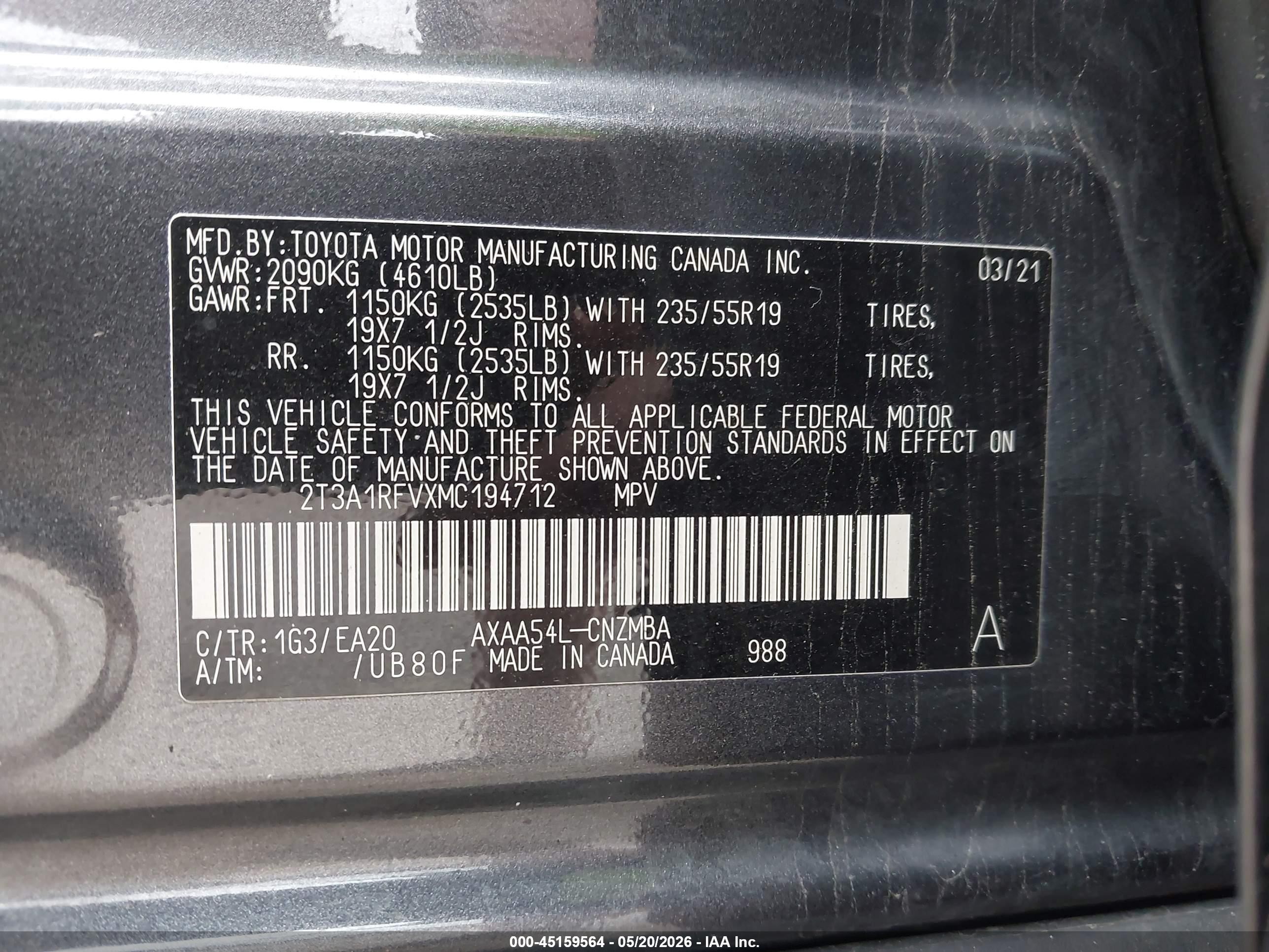 2021 Toyota Rav4 Xle Premium Gray vin: 2T3A1RFVXMC194712
