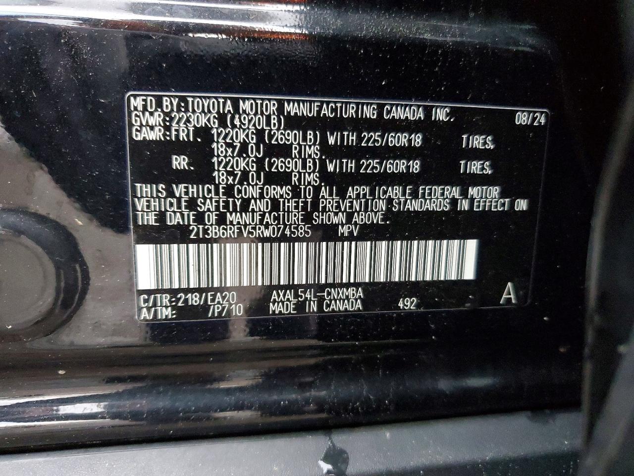 2024 Toyota Rav4 Xle Premium Черный vin: 2T3B6RFV5RW074585