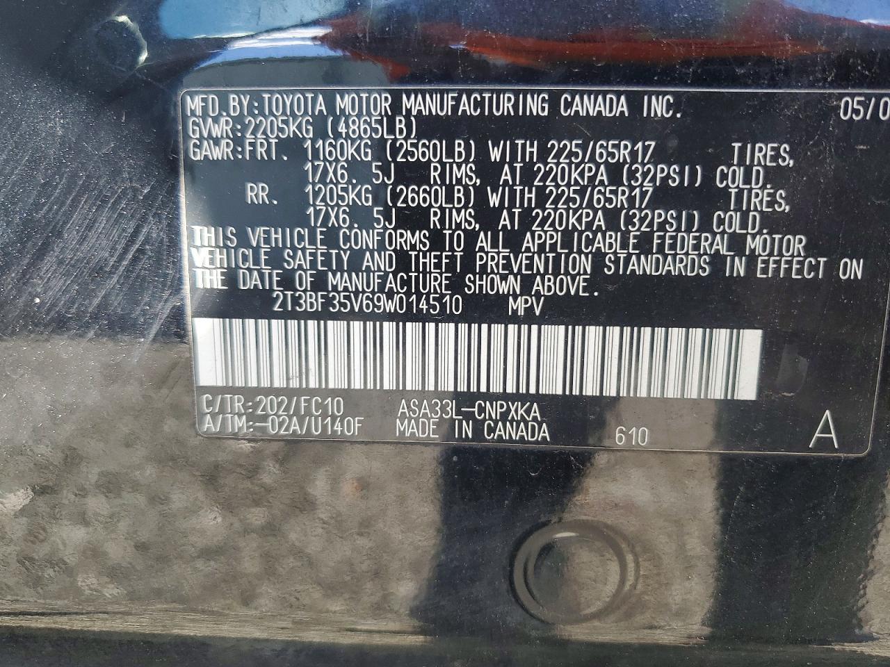 2009 Toyota Rav4 Base Черный vin: 2T3BF35V69W014510
