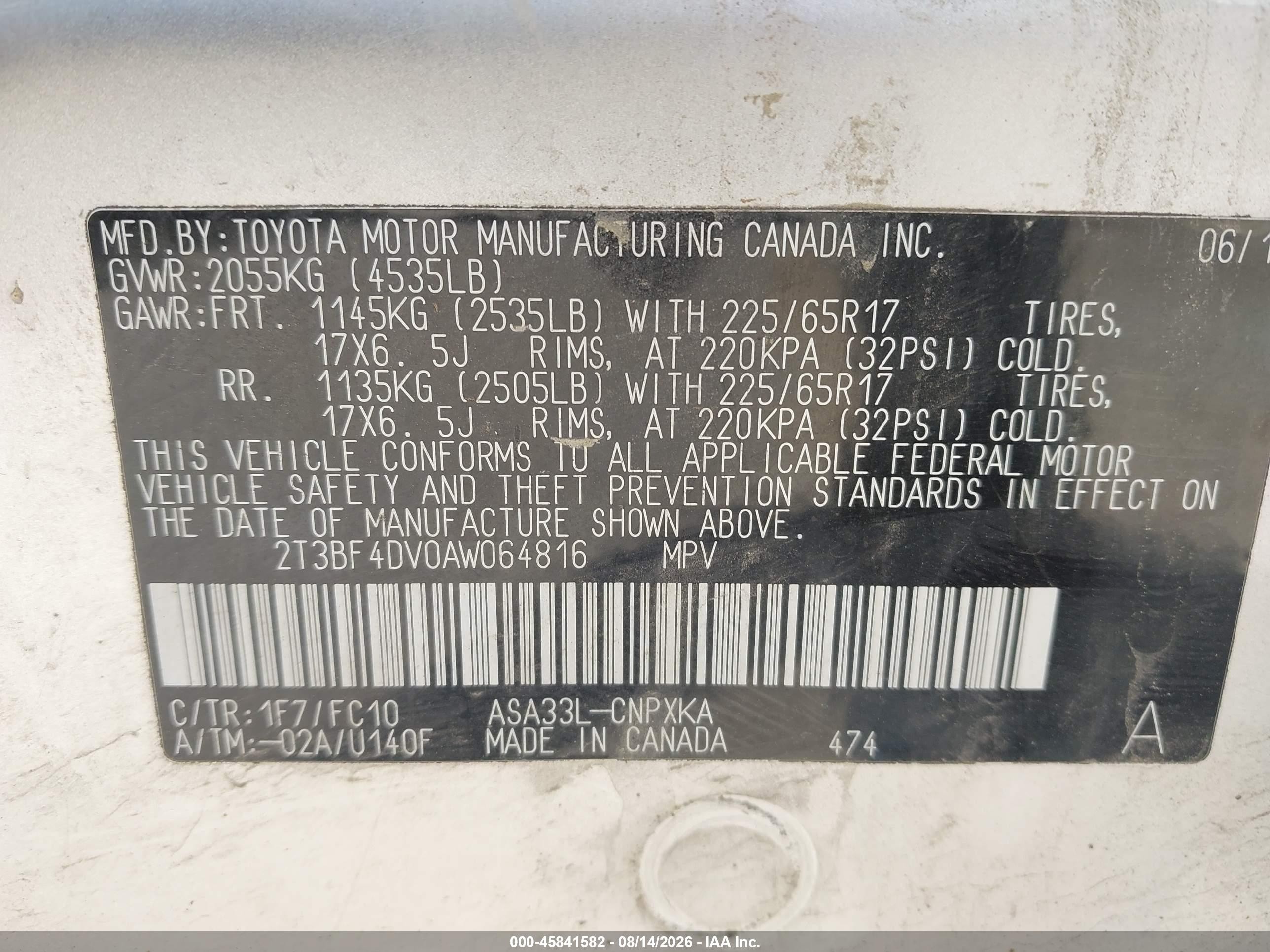 2010 Toyota Rav4   Silver vin: 2T3BF4DV0AW064816