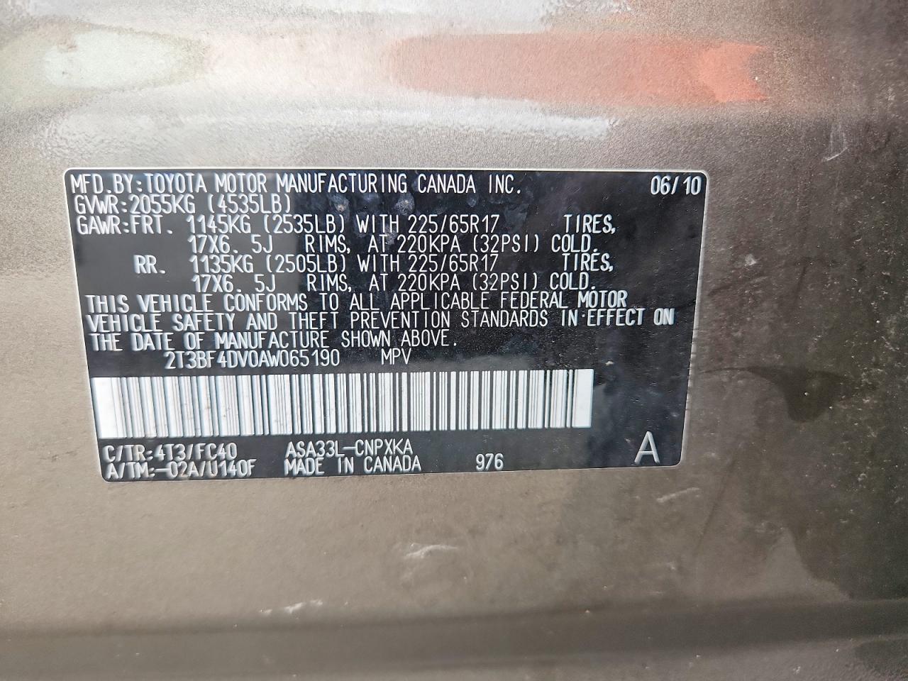2010 Toyota Rav4 Base Brown vin: 2T3BF4DV0AW065190