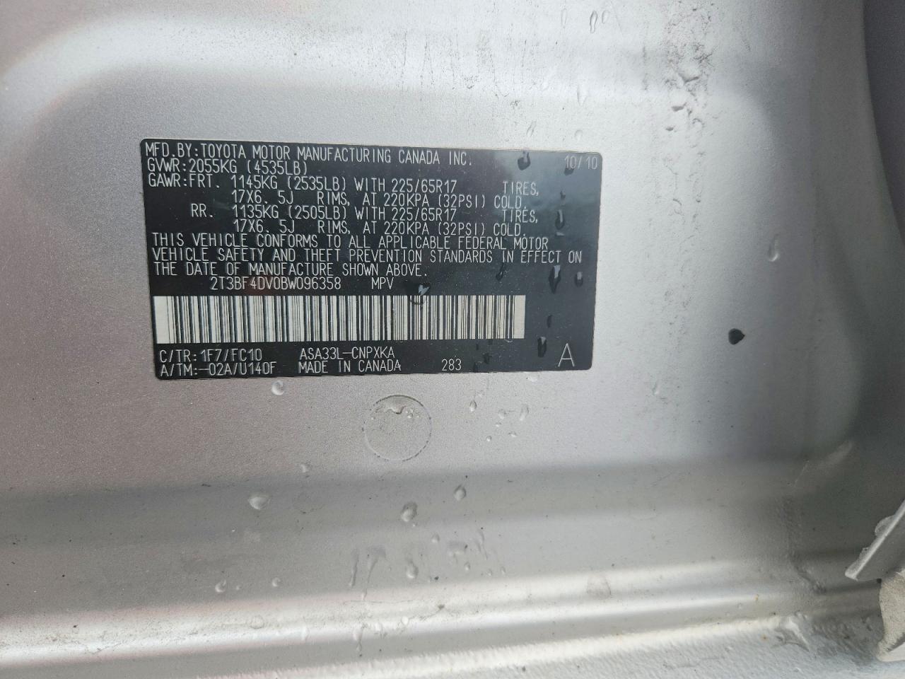 2011 Toyota Rav4 Silver vin: 2T3BF4DV0BW096358